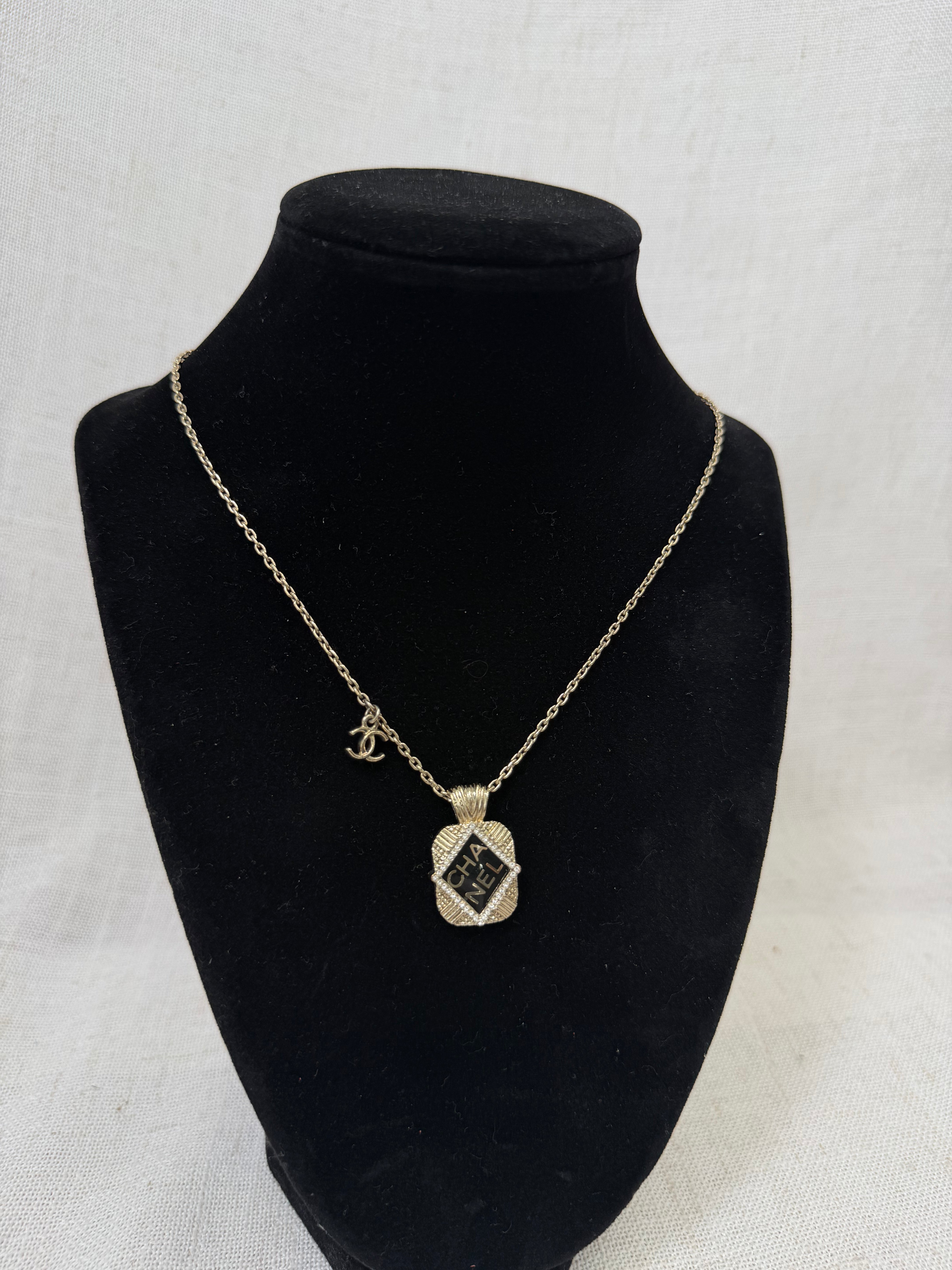 Chanel Gold Tone Coco Mark Bottle Motif Necklace