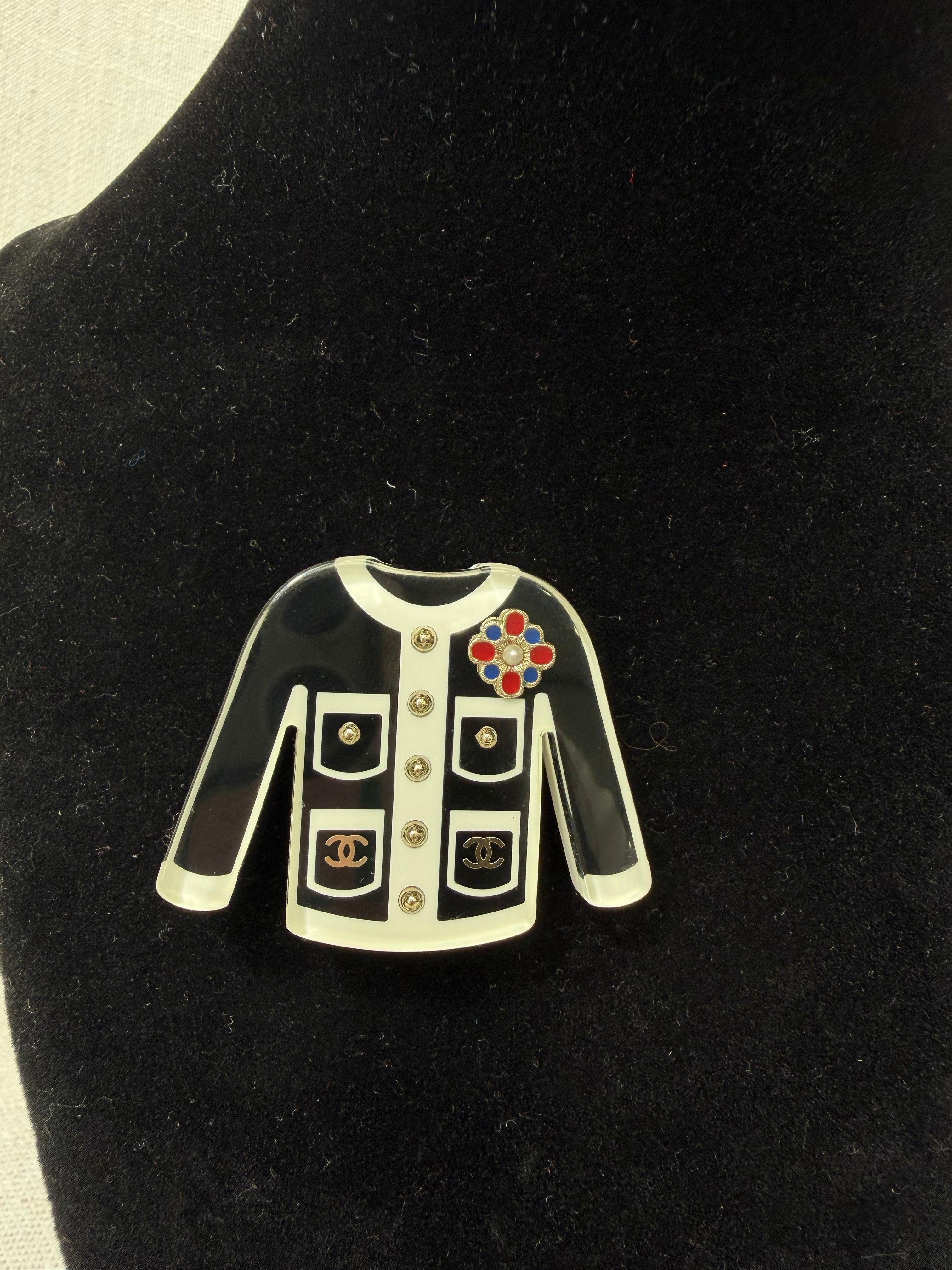 Chanel Vintage Resin CC Cardigan Brooch