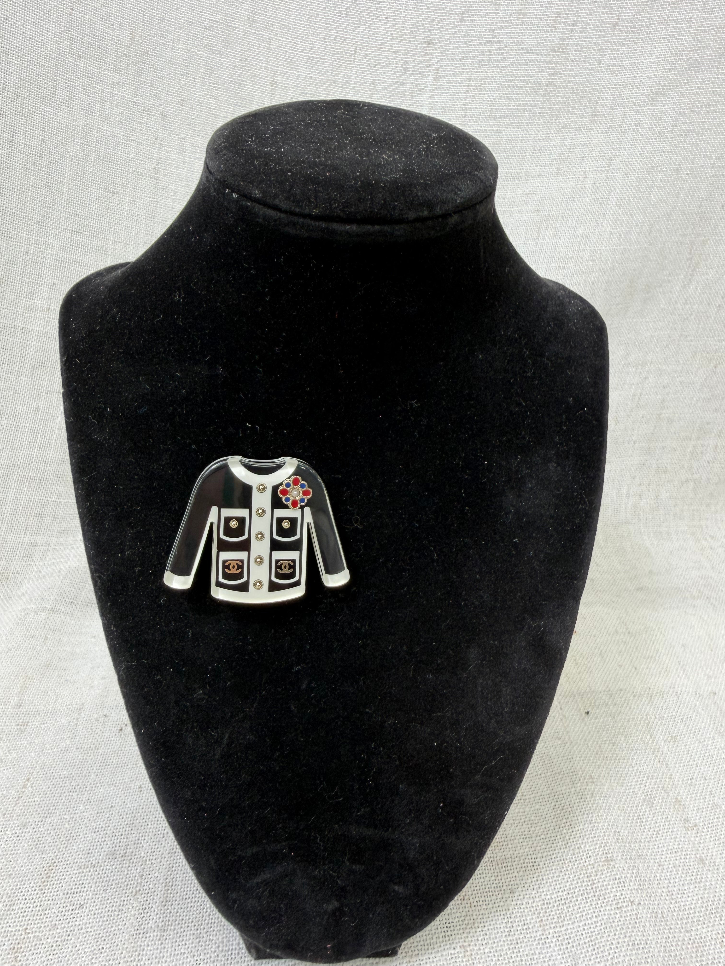 Chanel Vintage Resin CC Cardigan Brooch