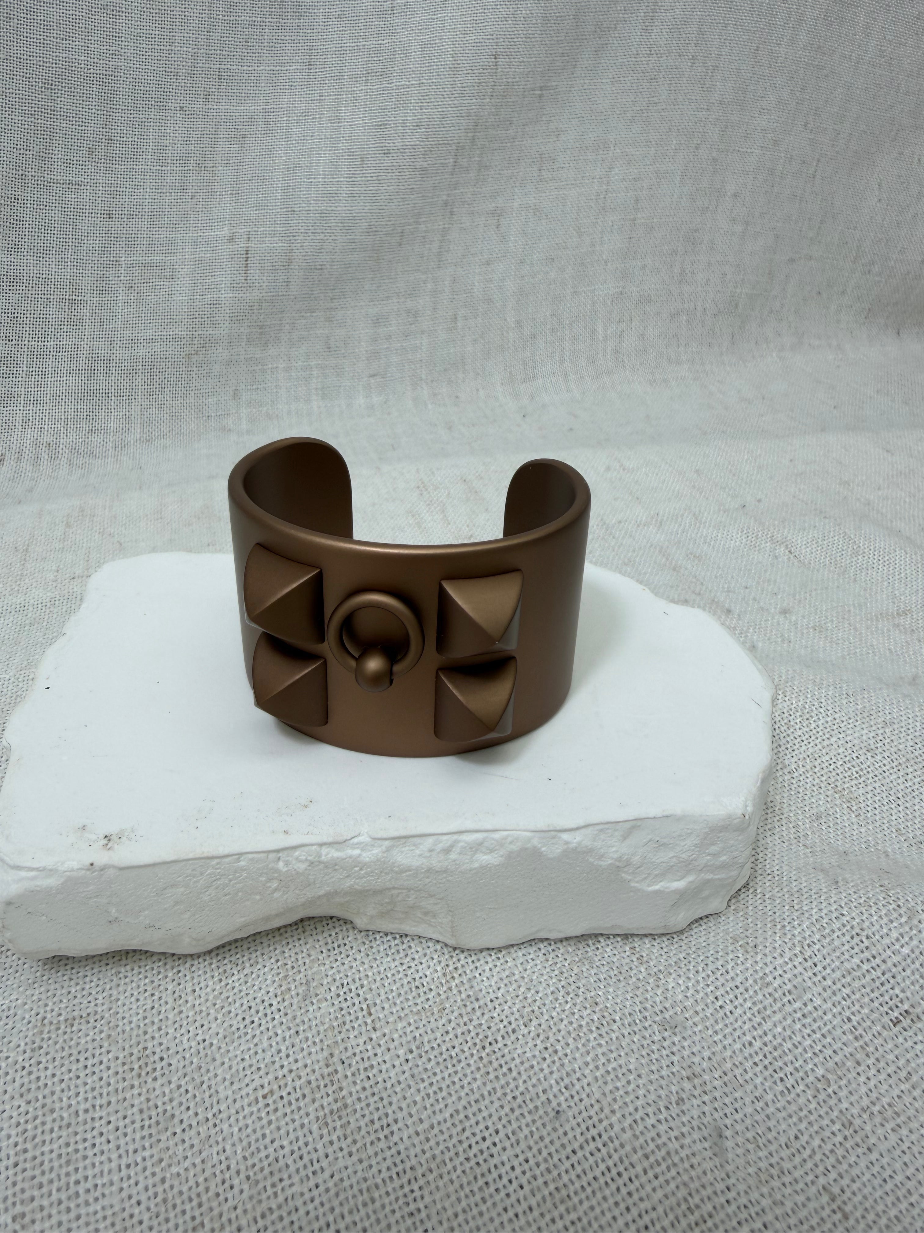 Hermes Gris Aluminium Sunset Collier De Chien Cuff