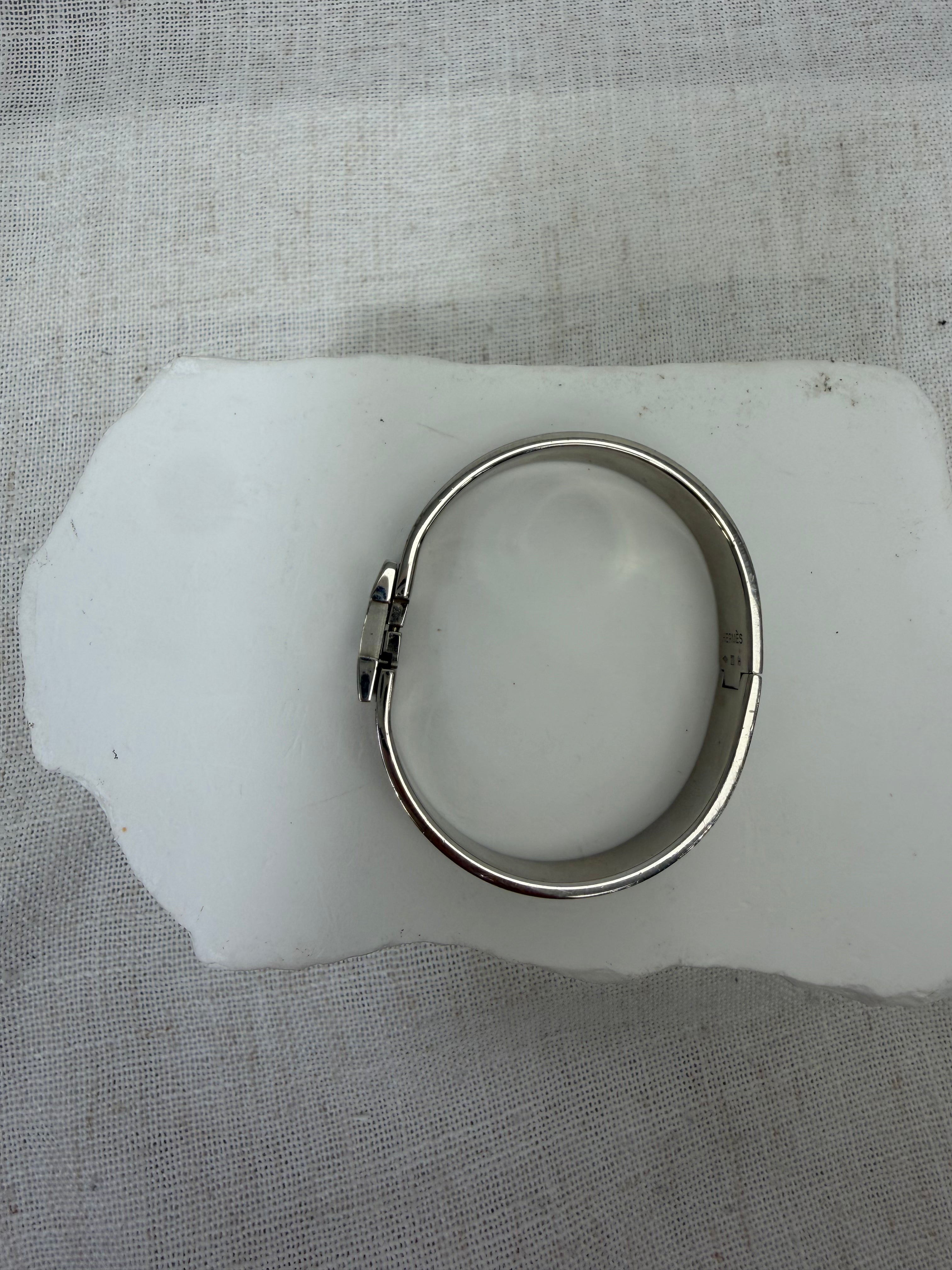 Hermes Taupe & Silver Clic Clac H Bracelet