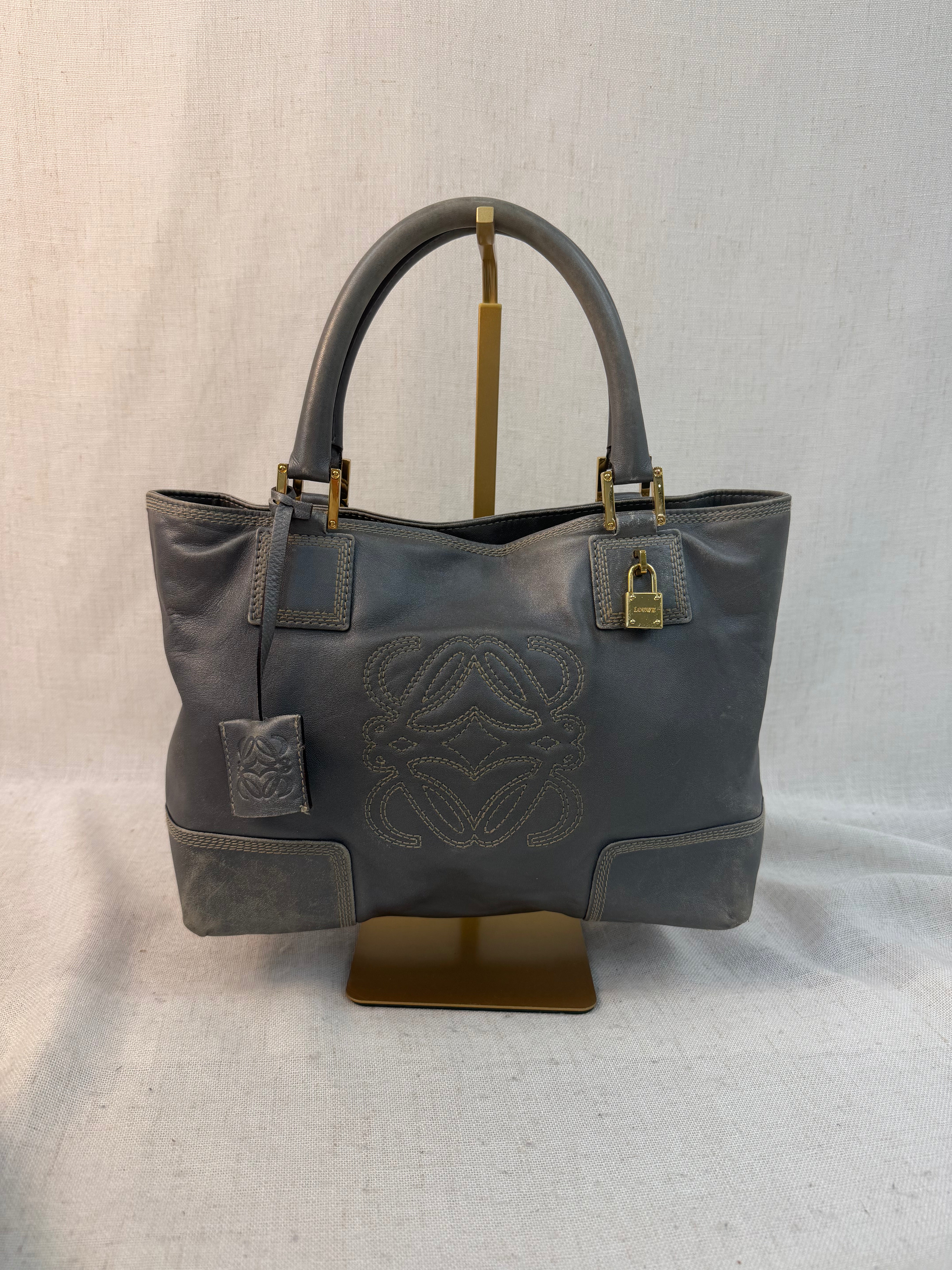 Loewe Gray Metallic Tote Bag
