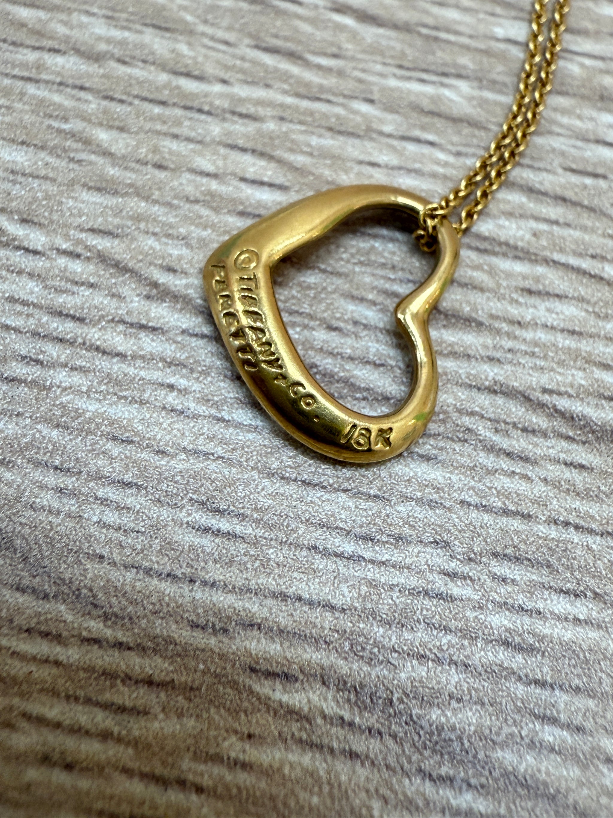Tiffany & Co. 18k Gold Open Heart Necklace