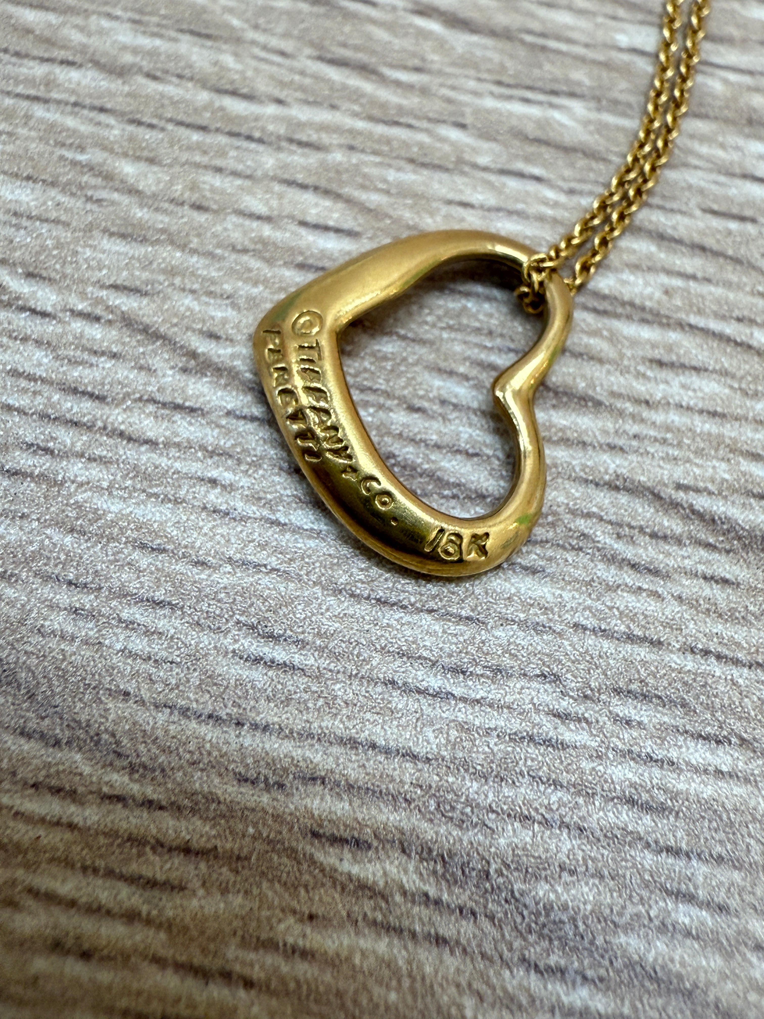 Tiffany & Co. 18k Gold Open Heart Necklace