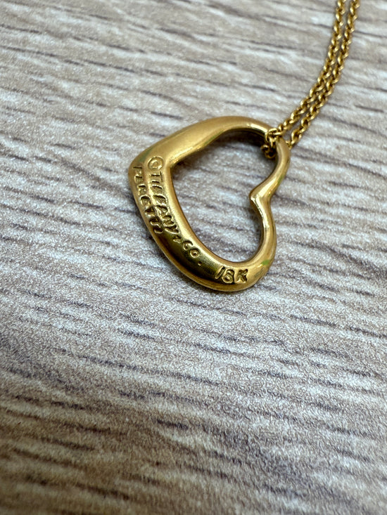 Tiffany & Co. 18k Gold Open Heart Necklace