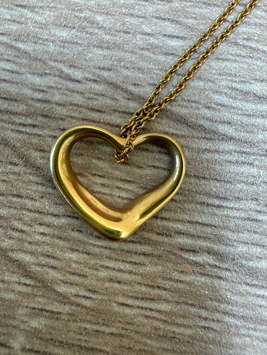 Tiffany & Co. 18k Gold Open Heart Necklace