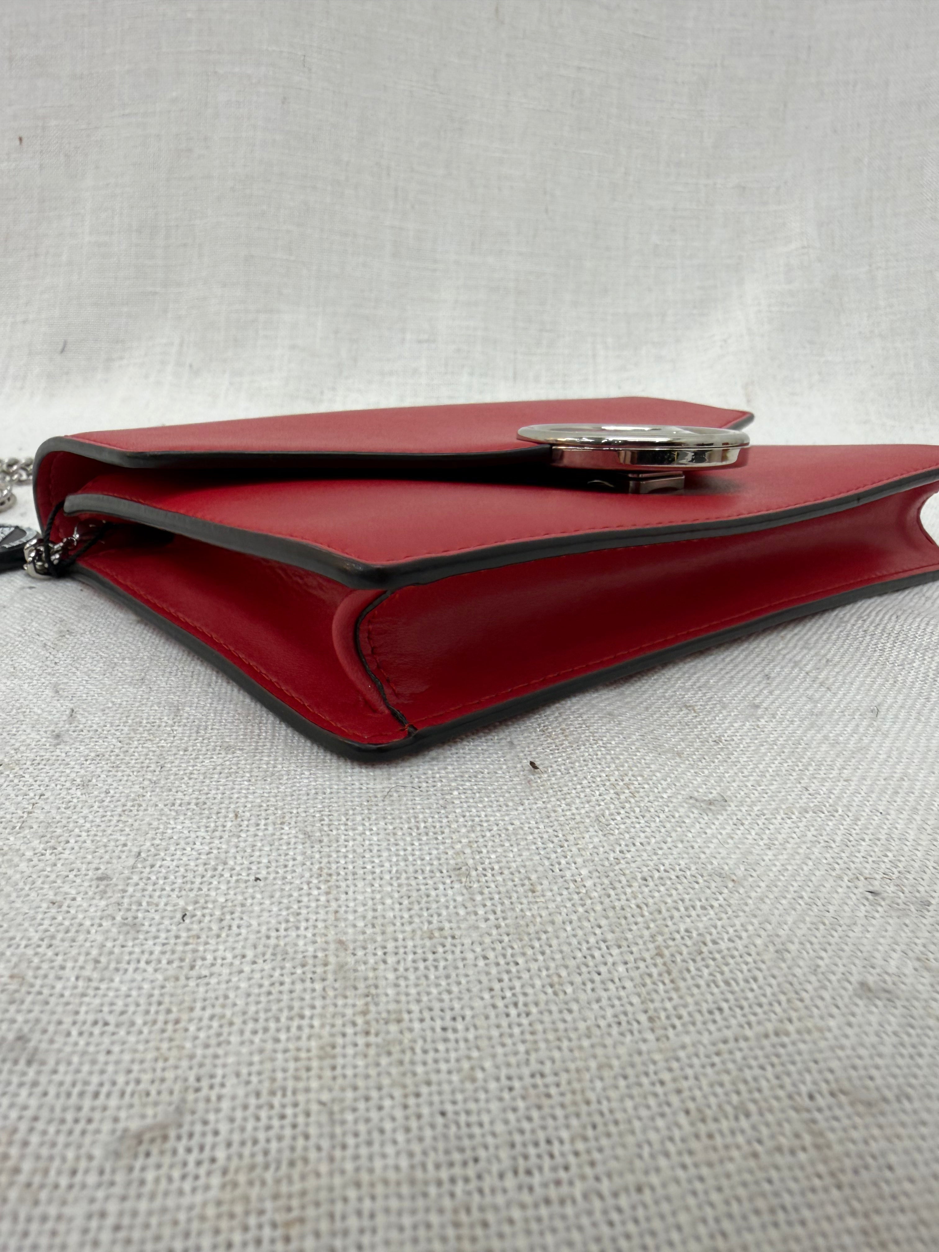 Fendi Red Leather F is Fendi Envelope Wallet on a Chain