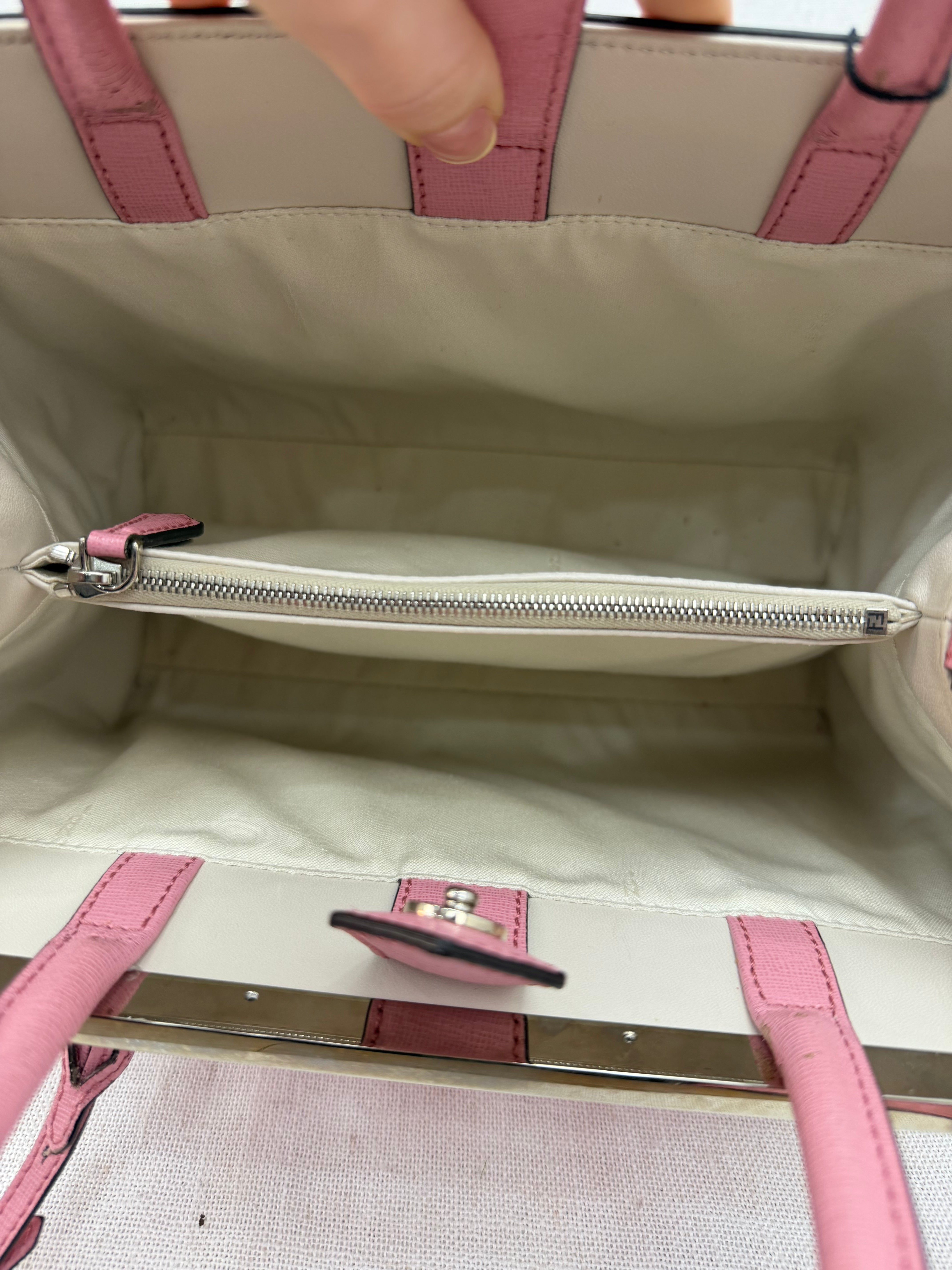 Fendi Pink Leather Petite 2Jours Monster Tote Bag