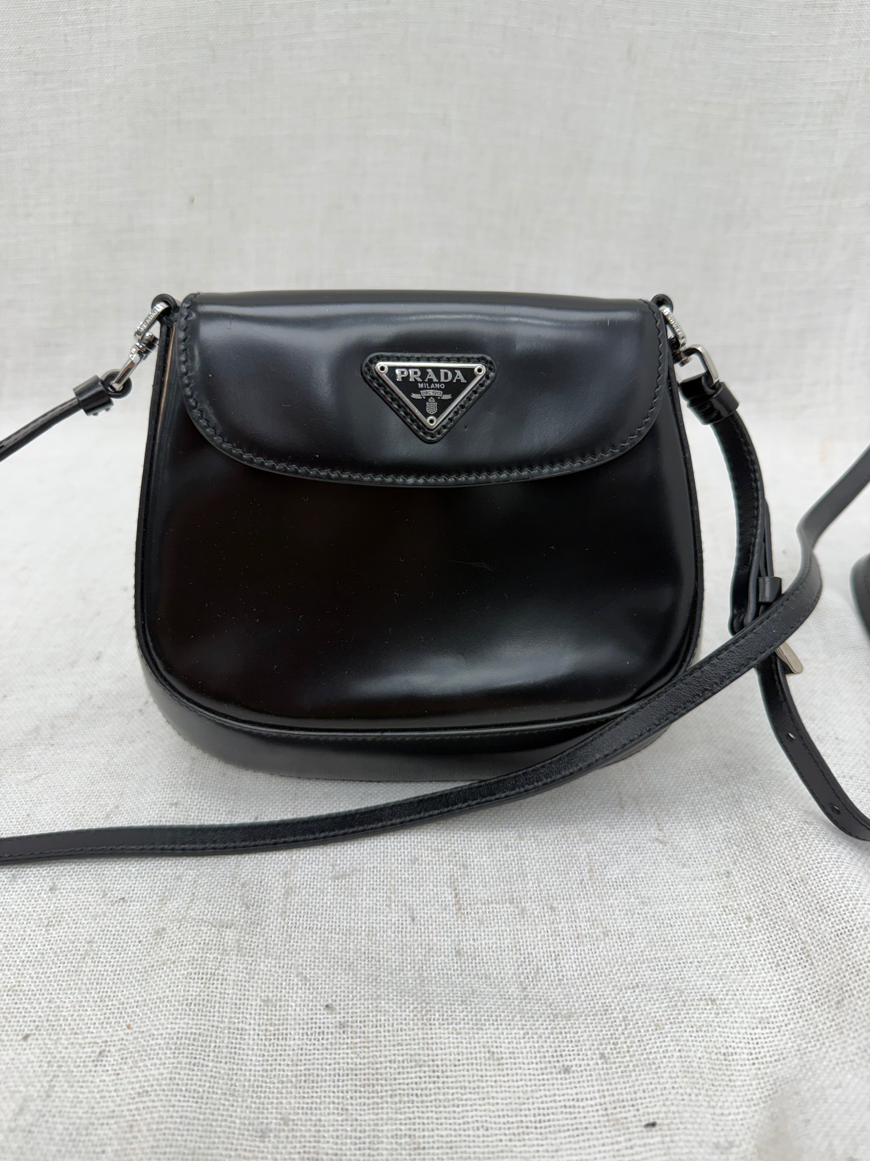 Prada Black Leather Cleo Mini Shoulder Bag