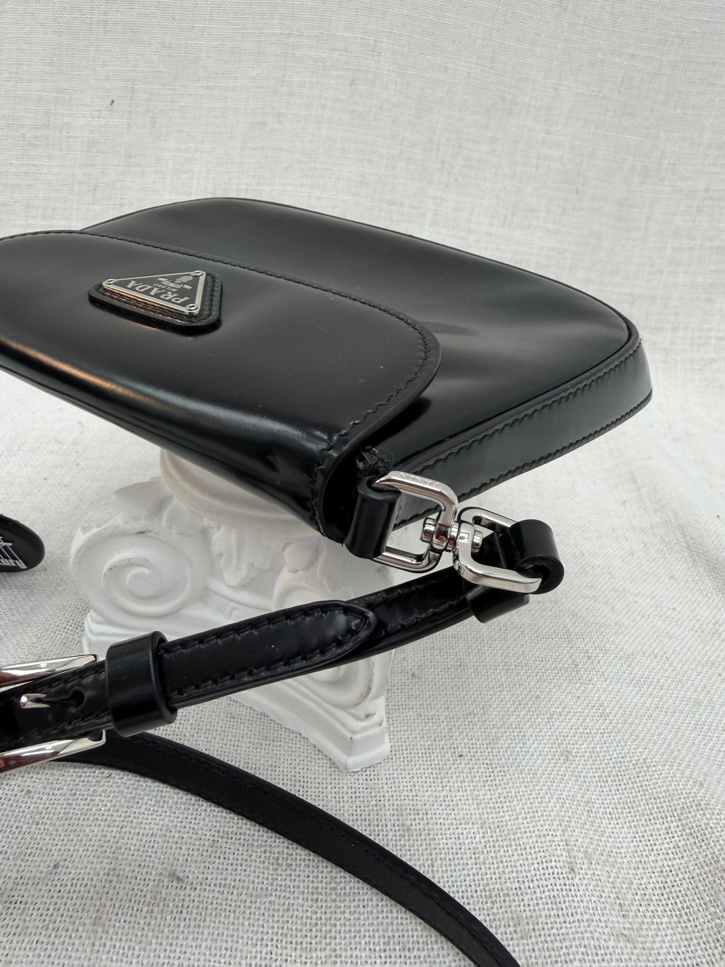 Prada Black Leather Cleo Mini Shoulder Bag