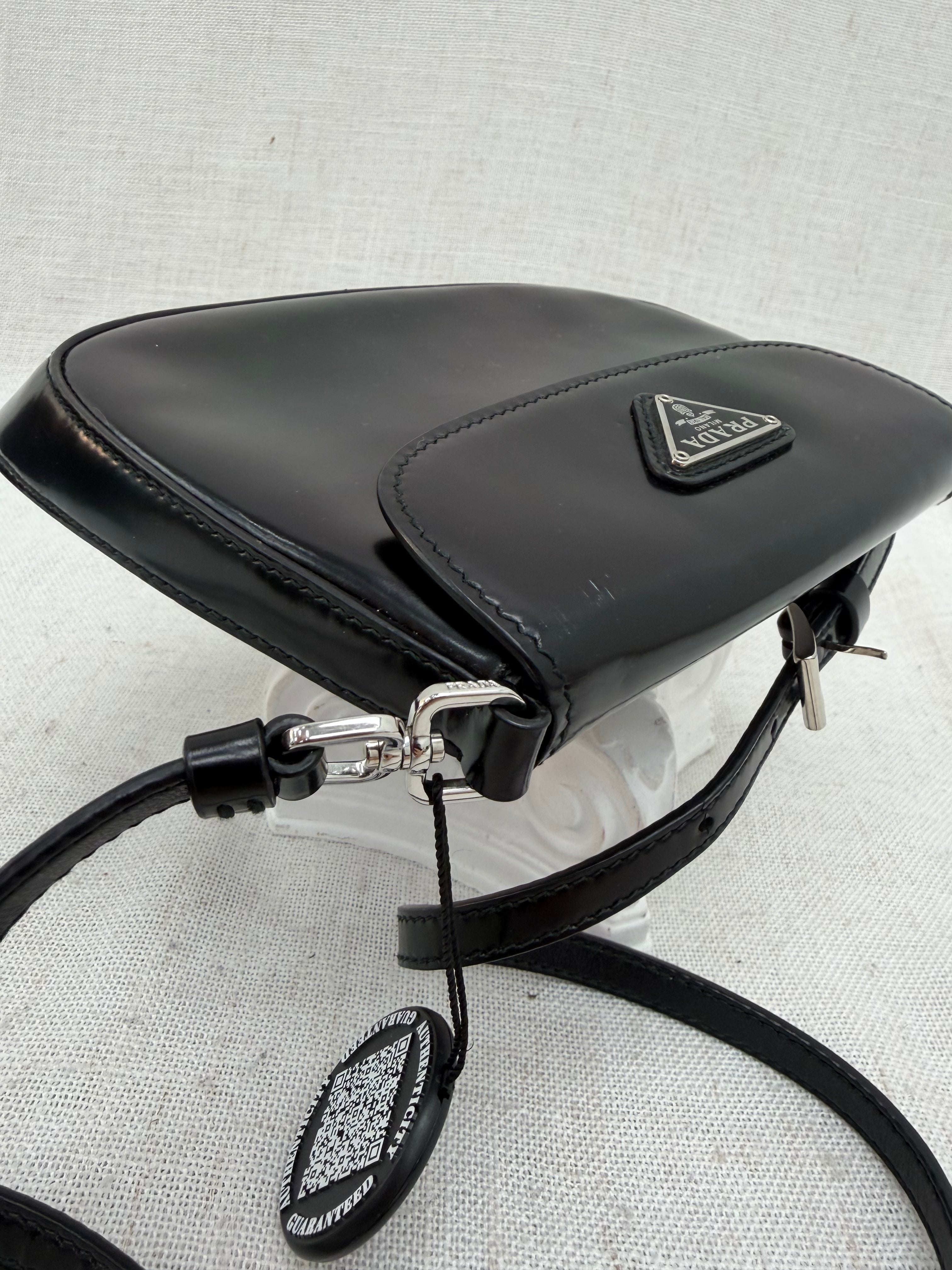 Prada Black Leather Cleo Mini Shoulder Bag