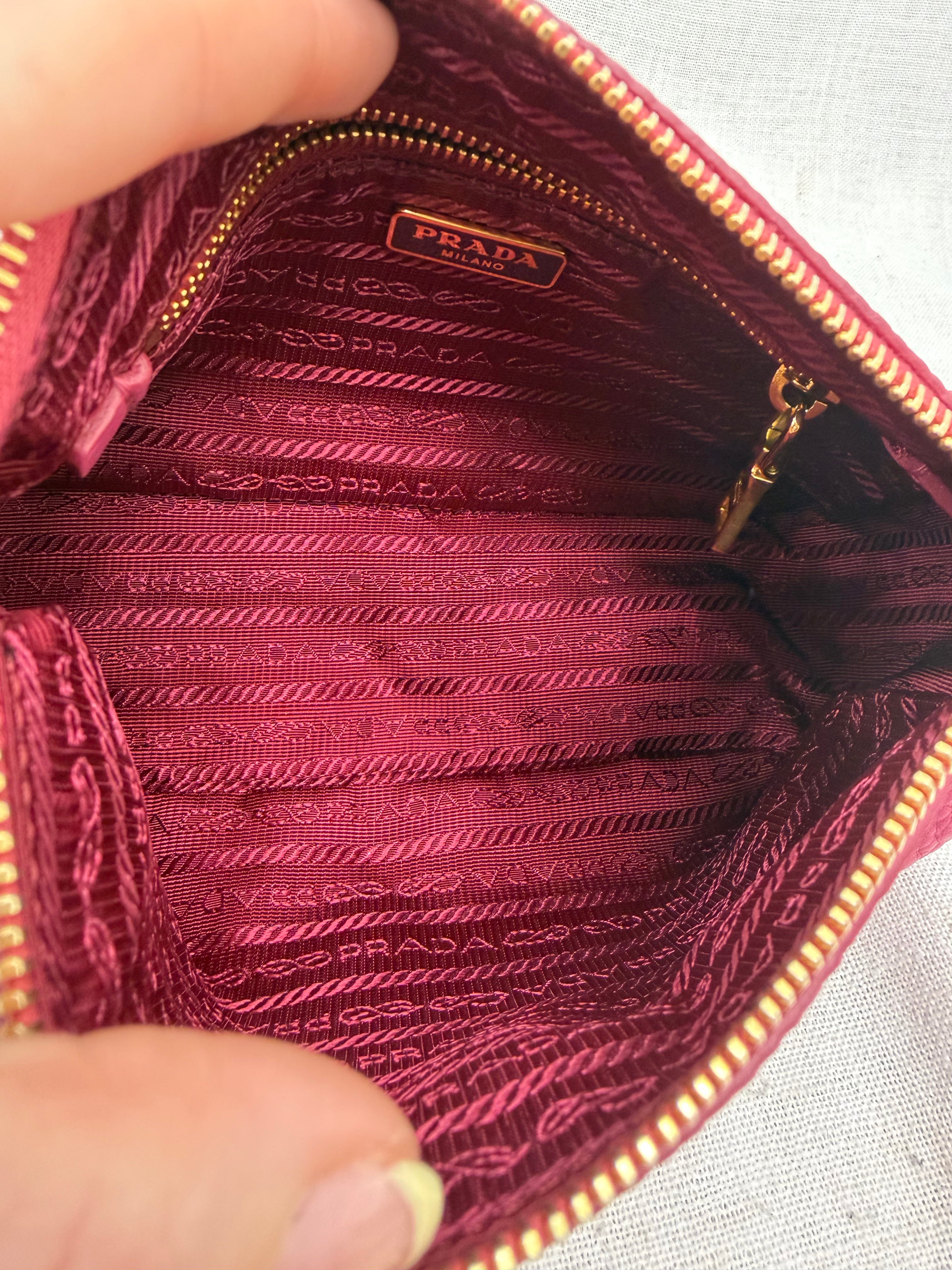 Prada Pink Pebbled Leather Pochette Bag