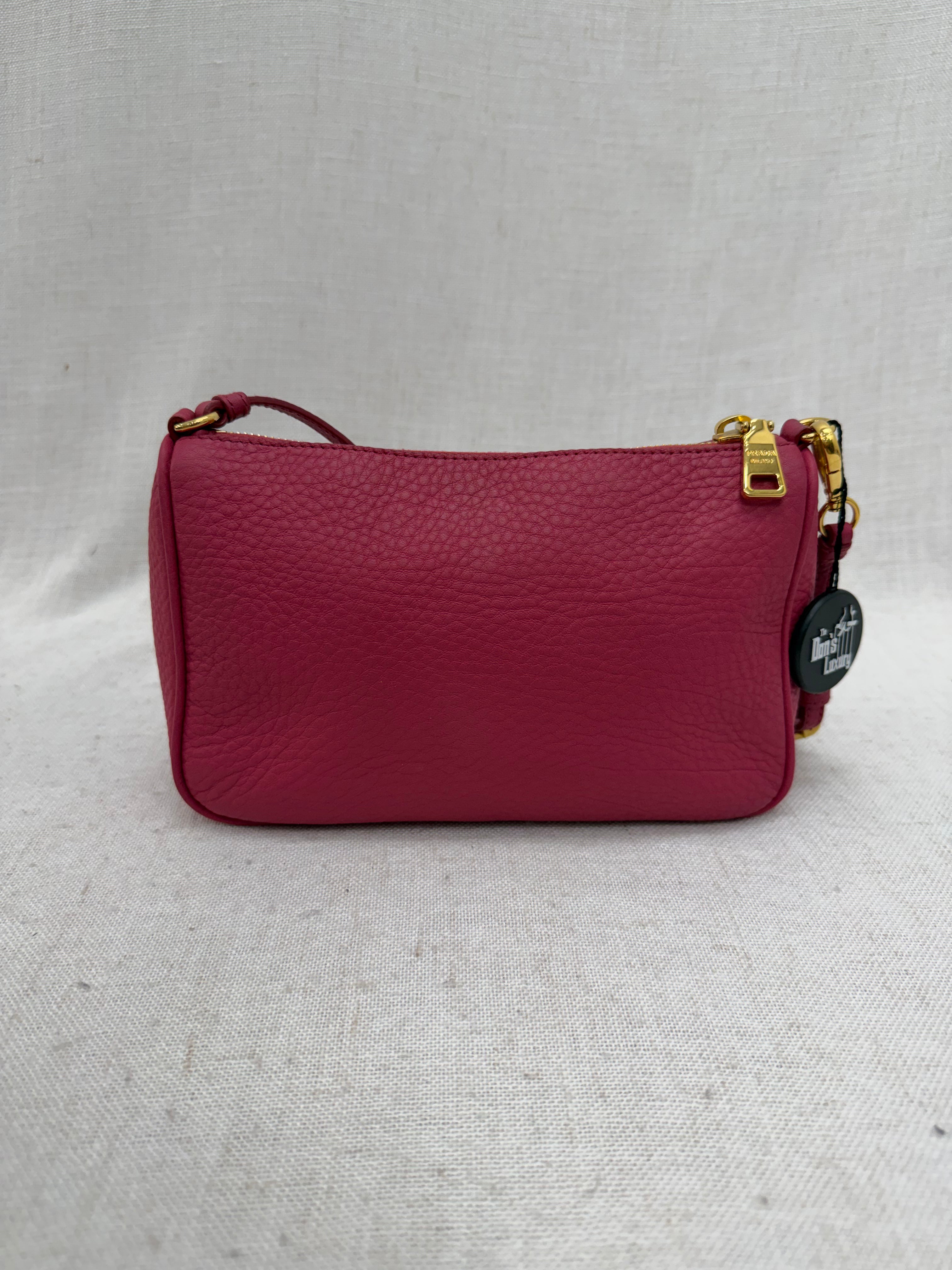 Prada Pink Pebbled Leather Pochette Bag