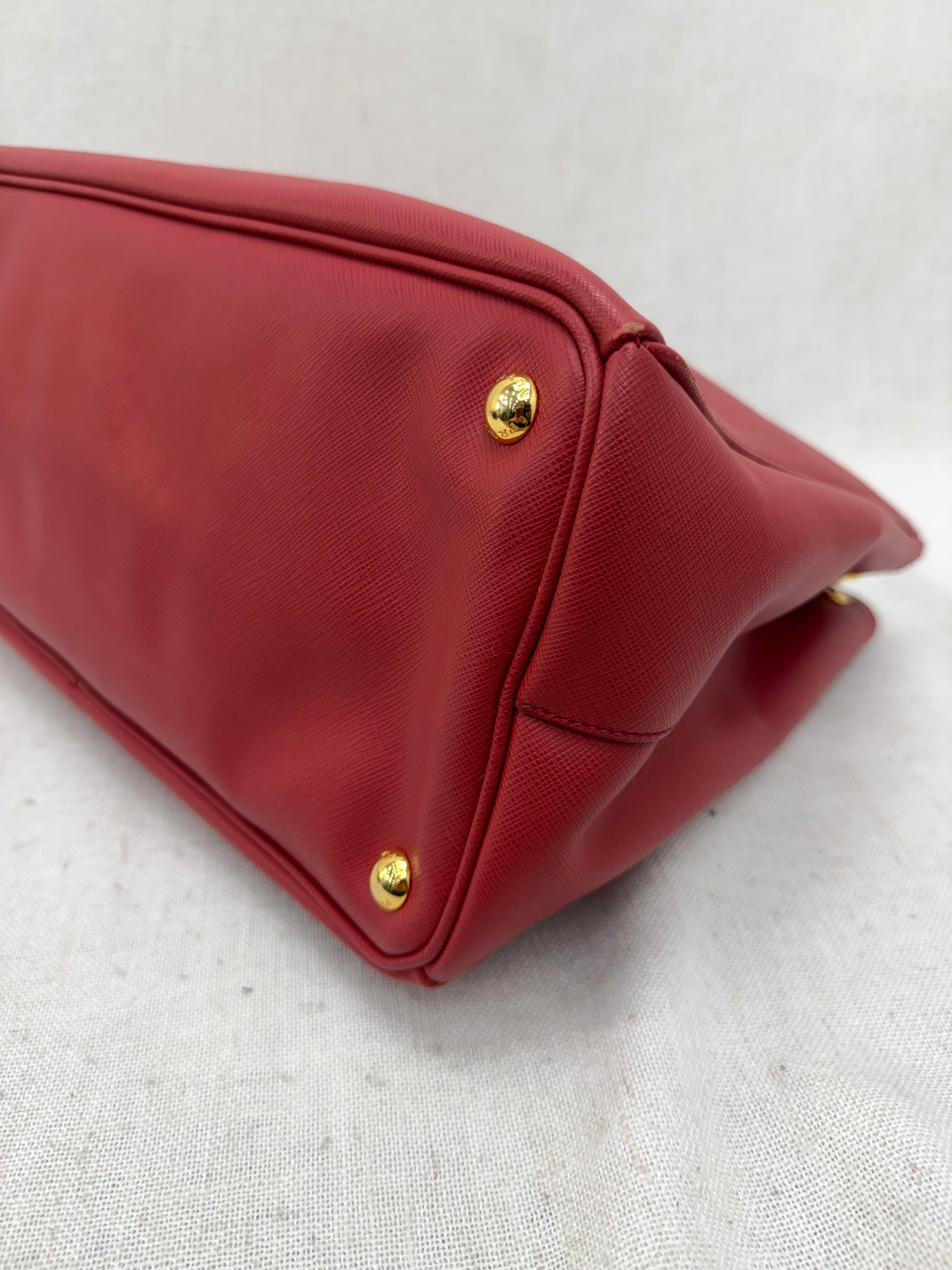 Prada Red Leather Lux Large Galleria Double Zip Tote