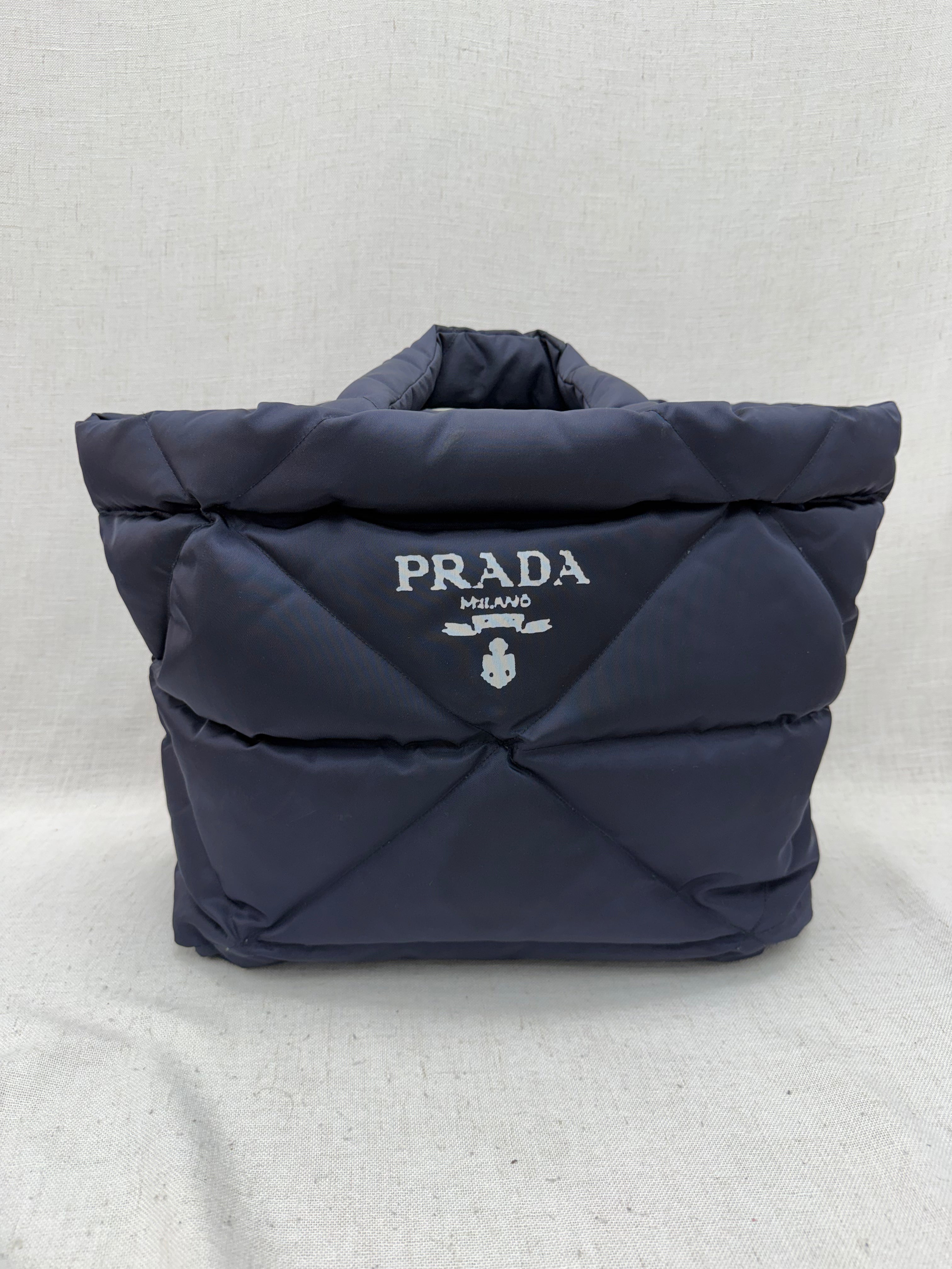 Prada Blue Puffy Re-Nylon Jumbo Triangle Tote