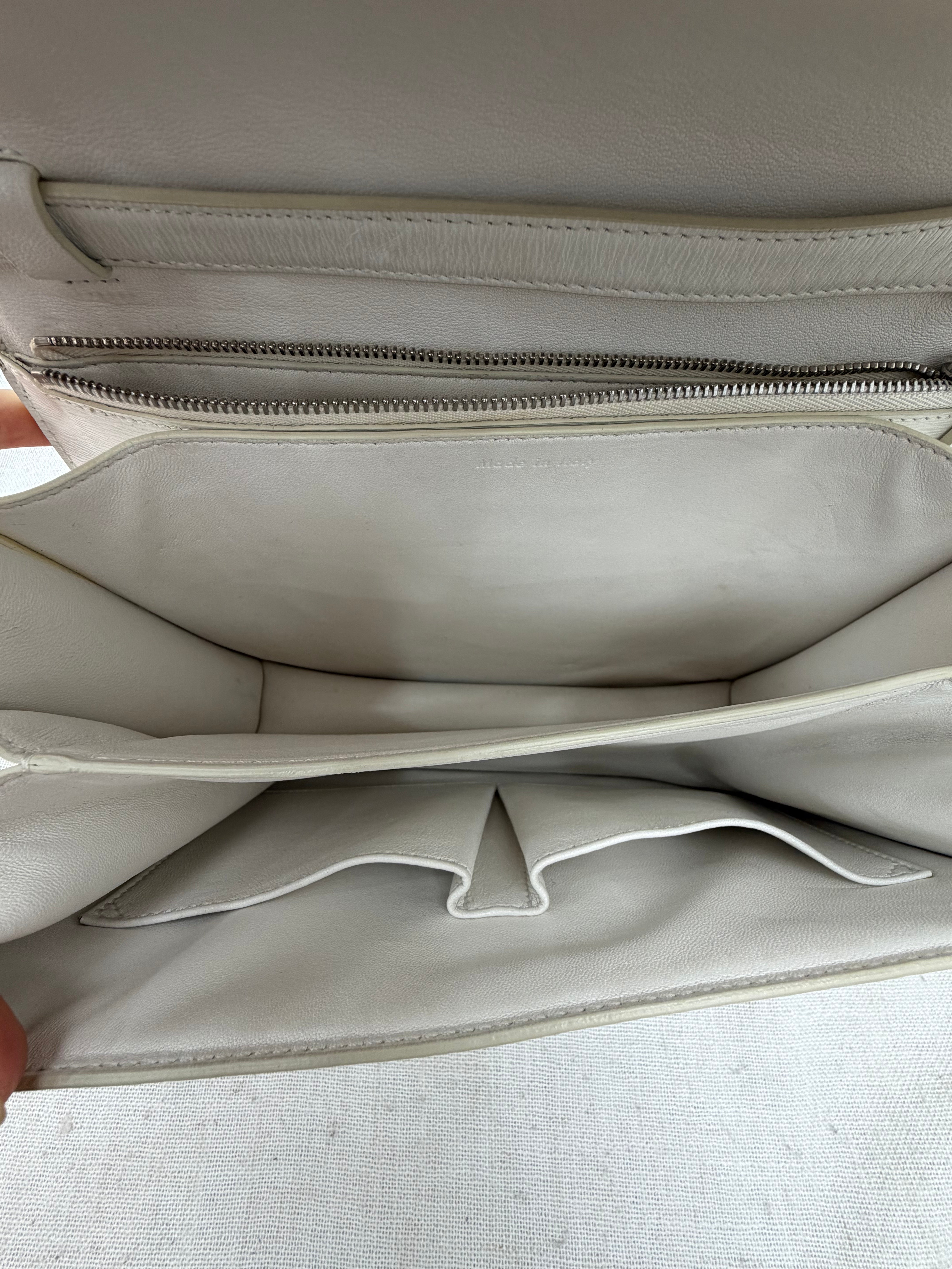 Celine White Leather Medium Classic Box Crossbody