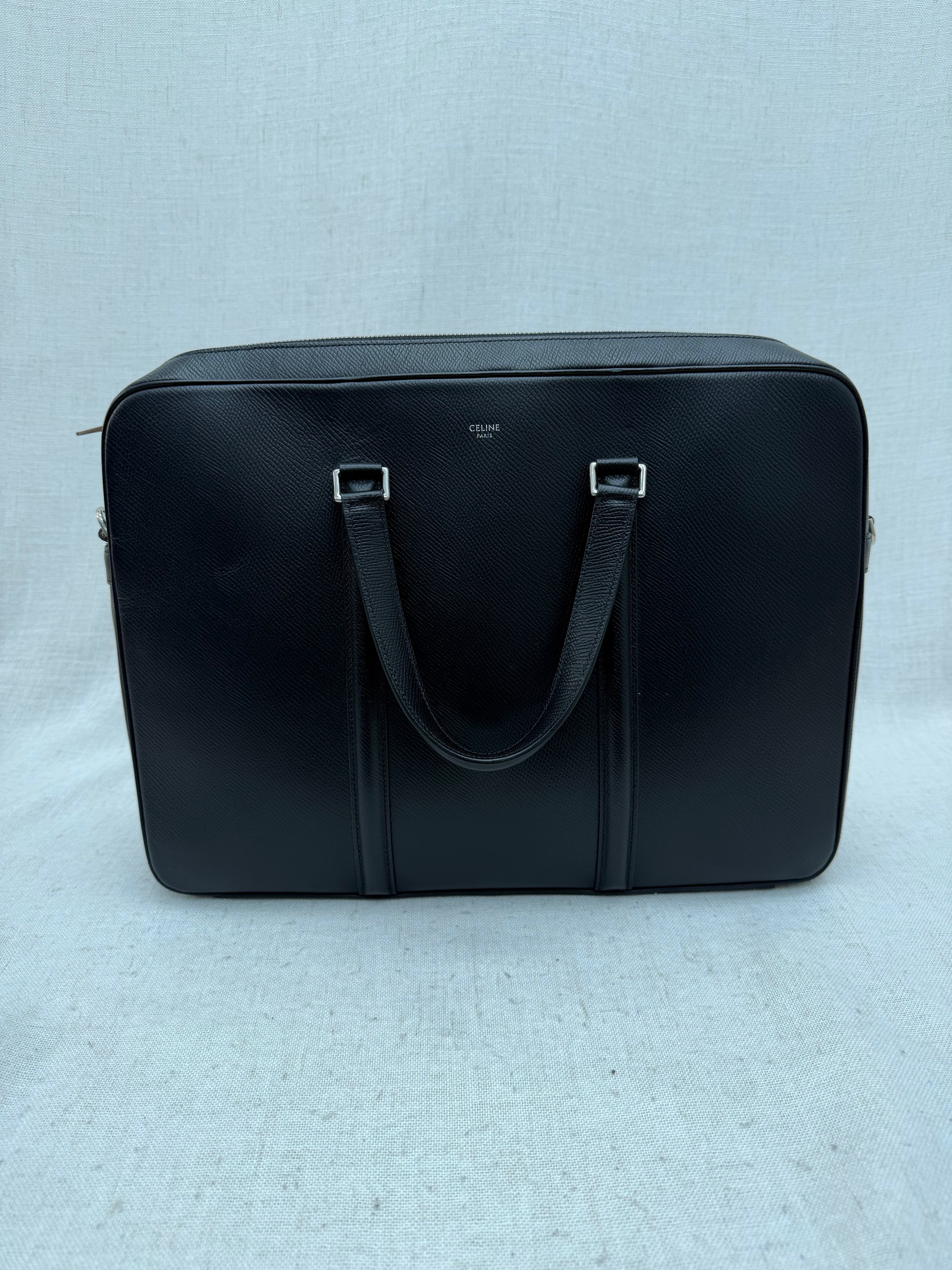 Celine Black Grained Calfskin Briefcase