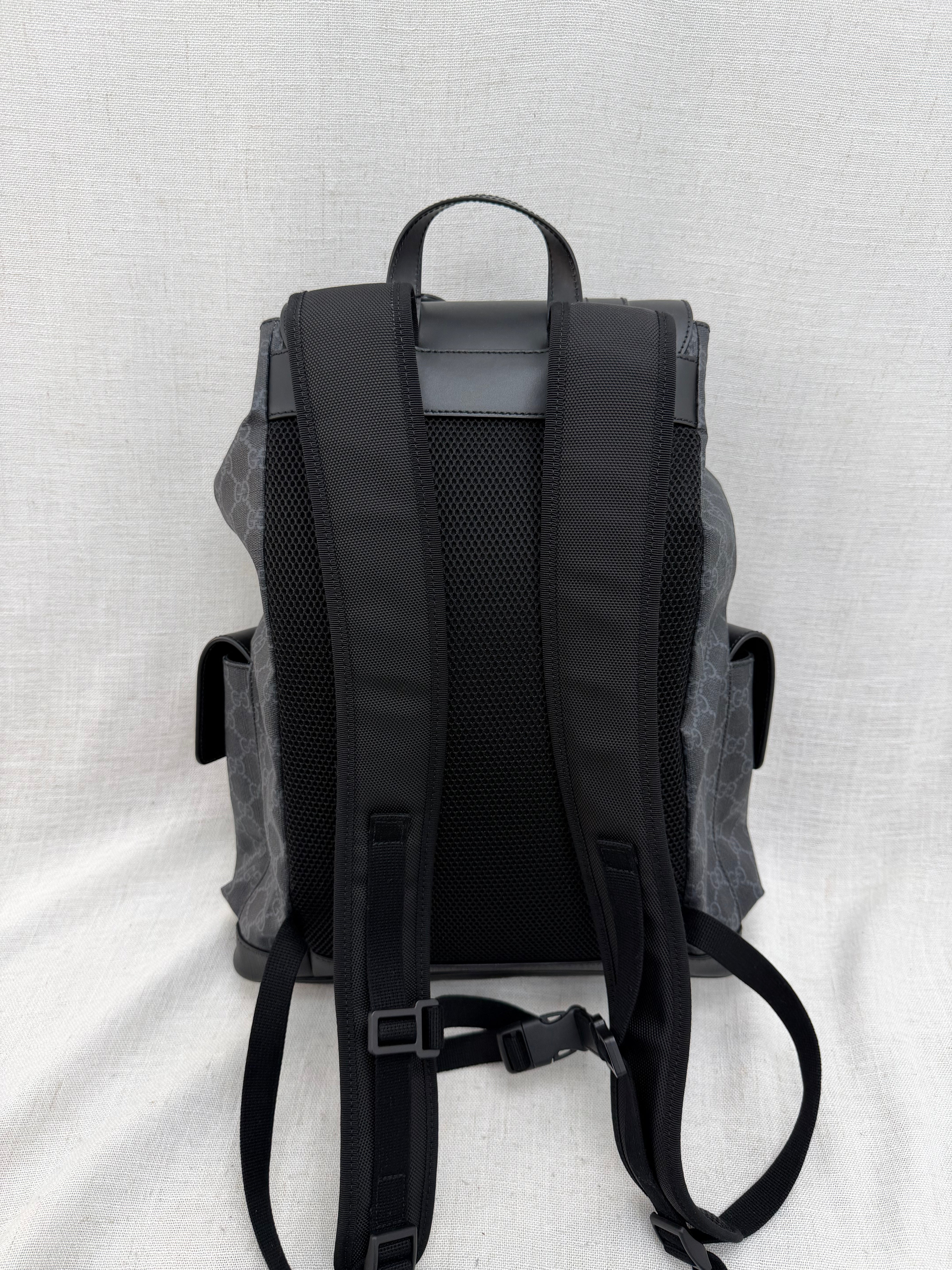BRAND NEW- Gucci Grey & Black Soft GG Supreme Web Backpack