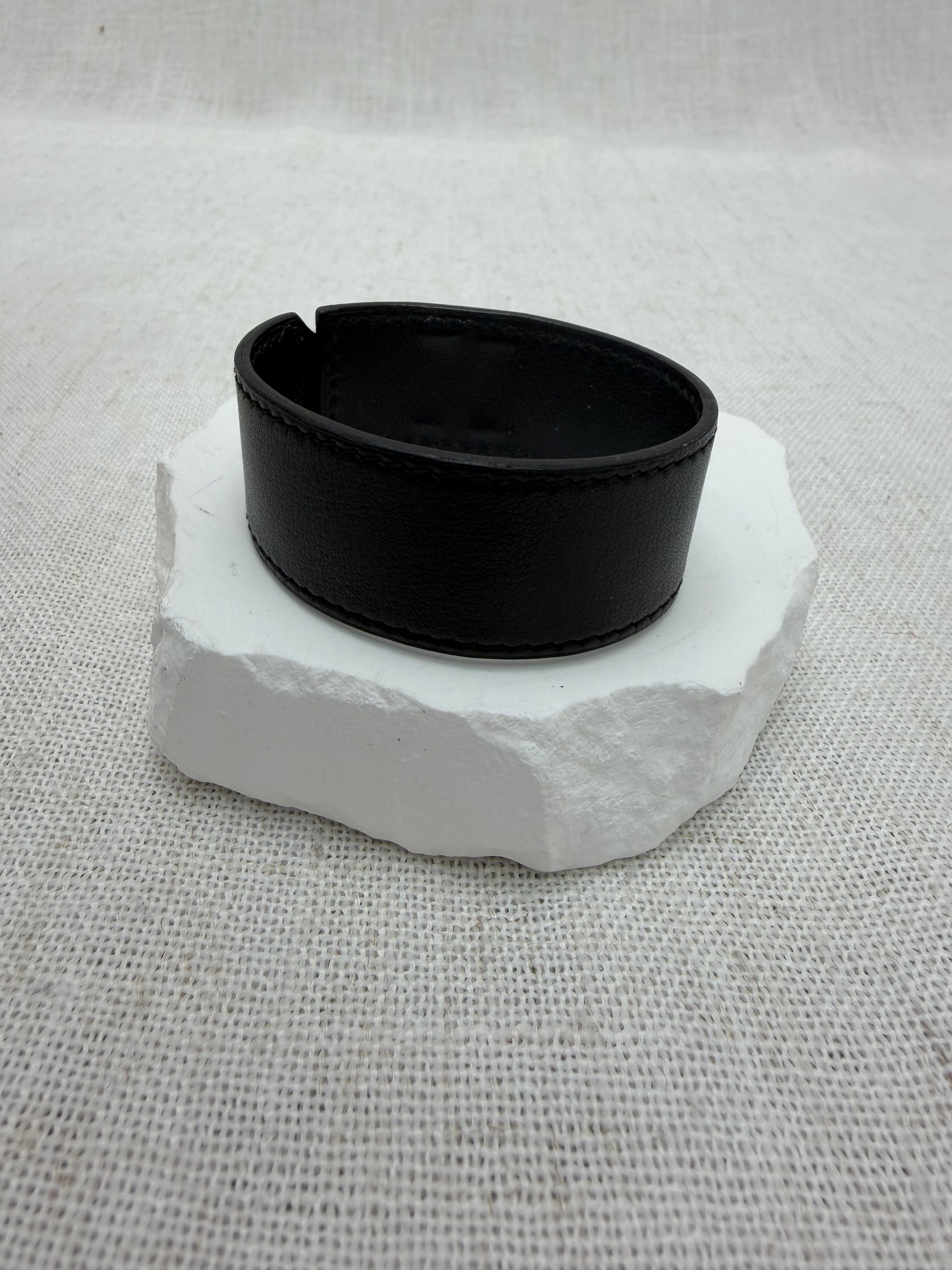 Hermes Black Leather Artemis Strap Bracelet