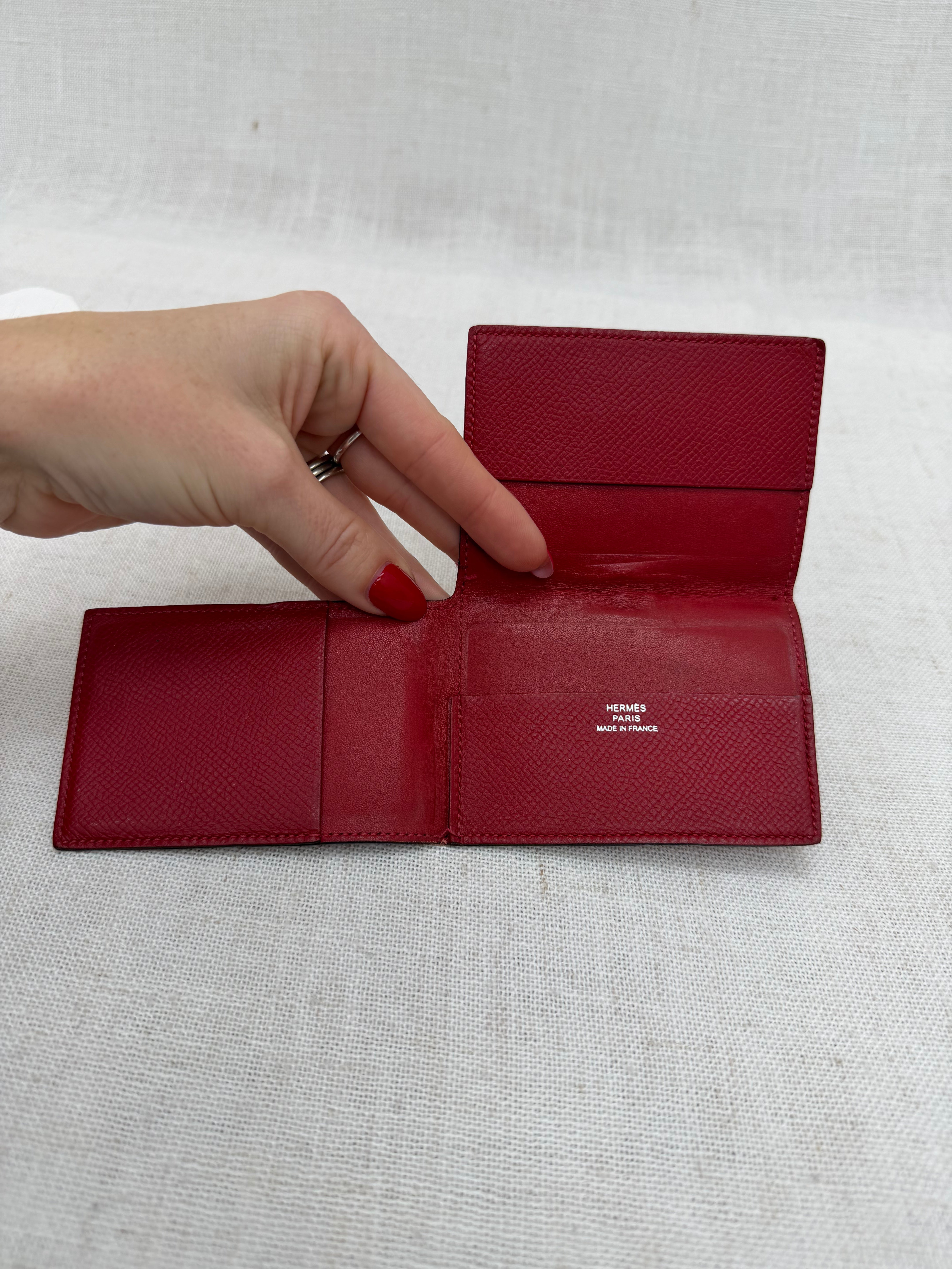 Hermes Red Leather Guernesey Card Holder