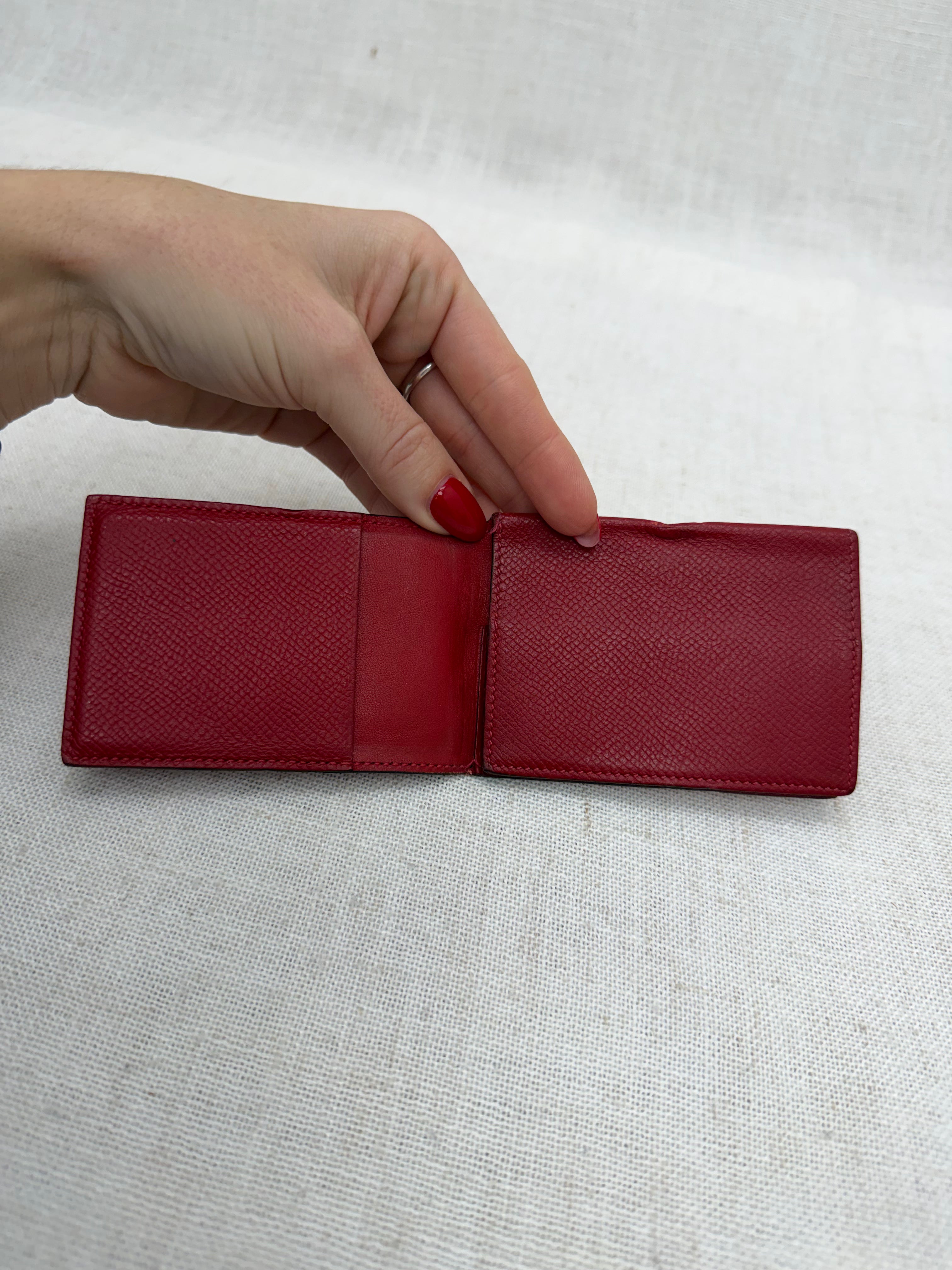 Hermes Red Leather Guernesey Card Holder