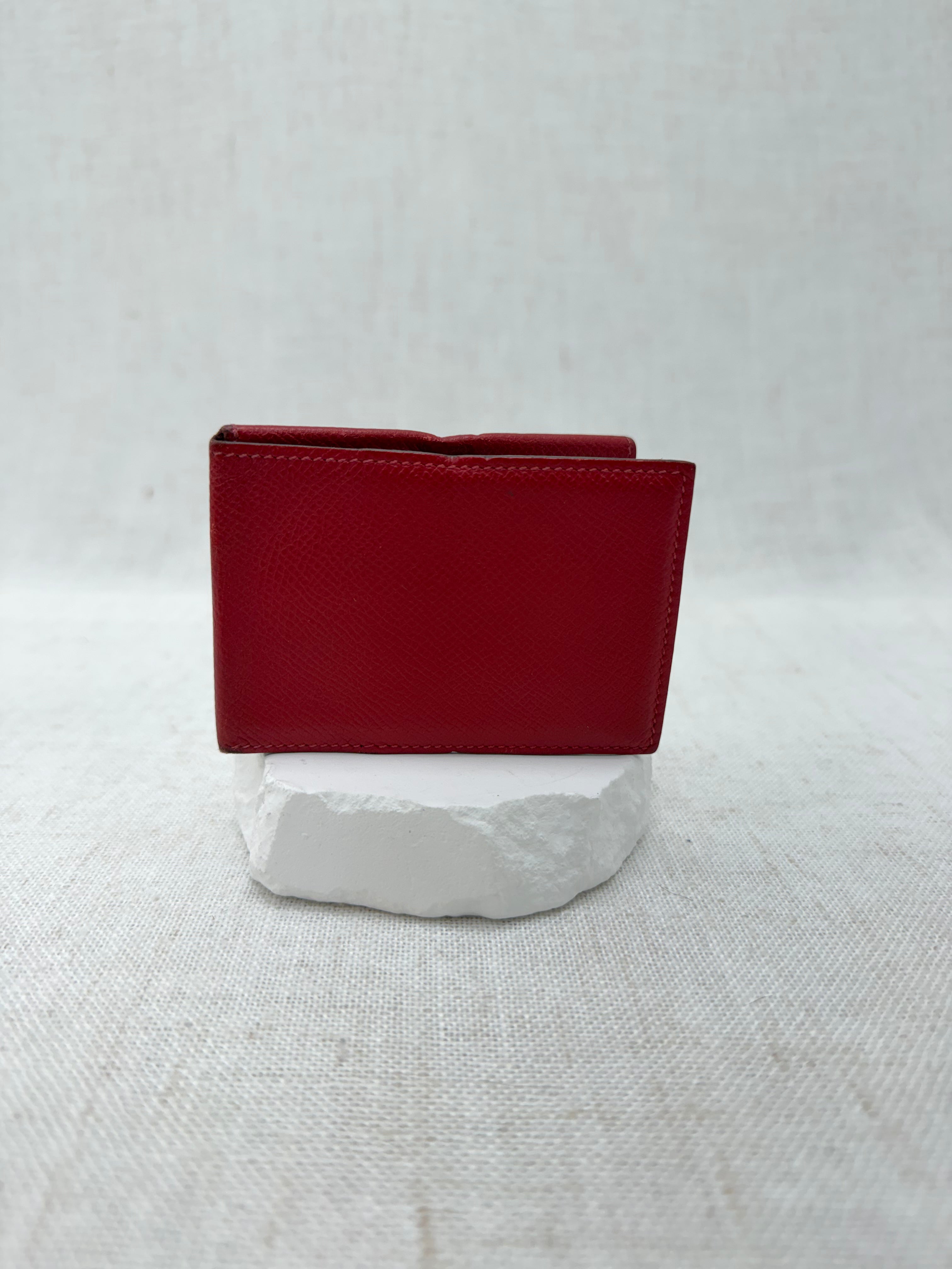 Hermes Red Leather Guernesey Card Holder