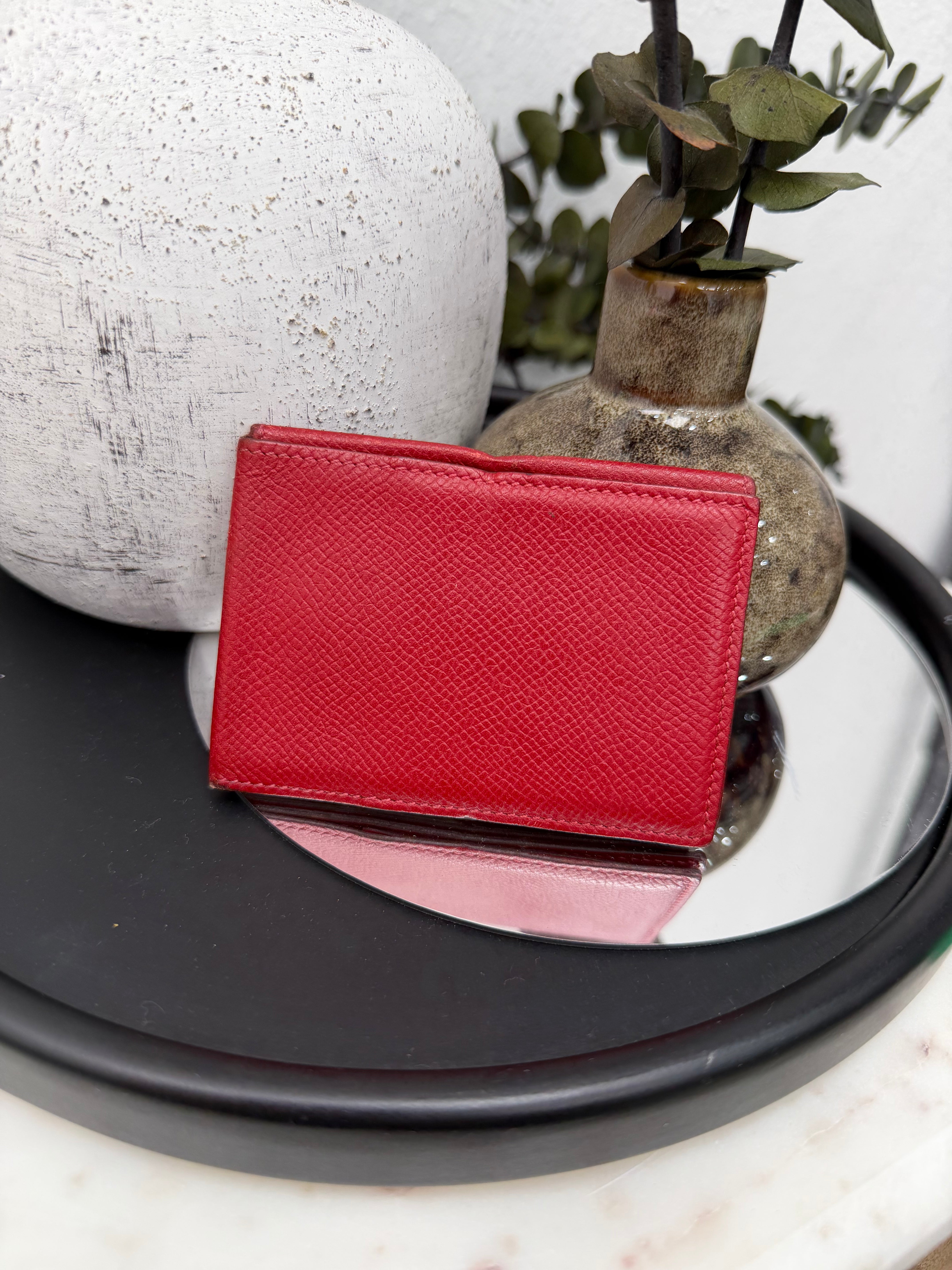 Hermes Red Leather Guernesey Card Holder