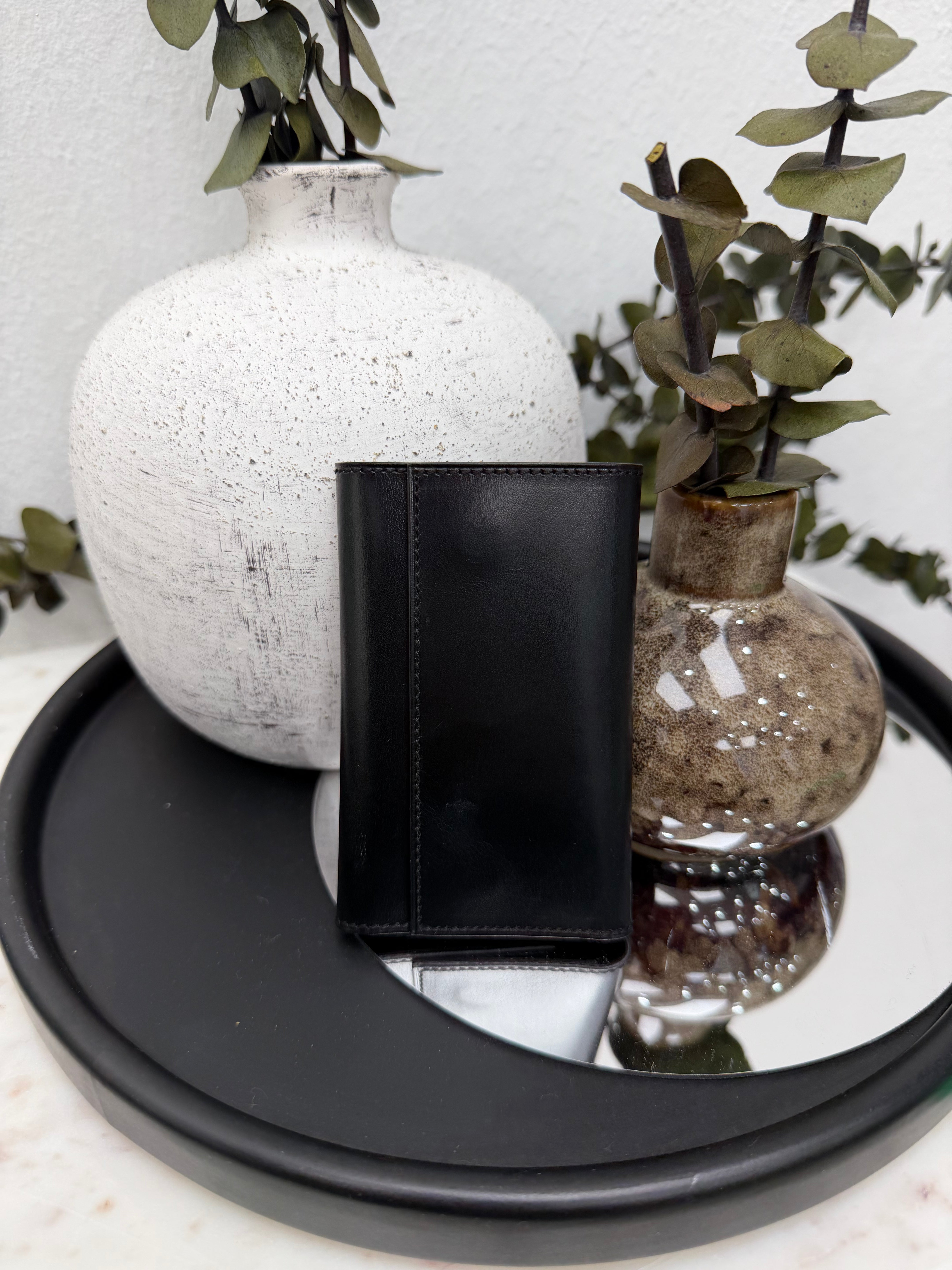 Hermes Black Leather 6 Key Ring Case