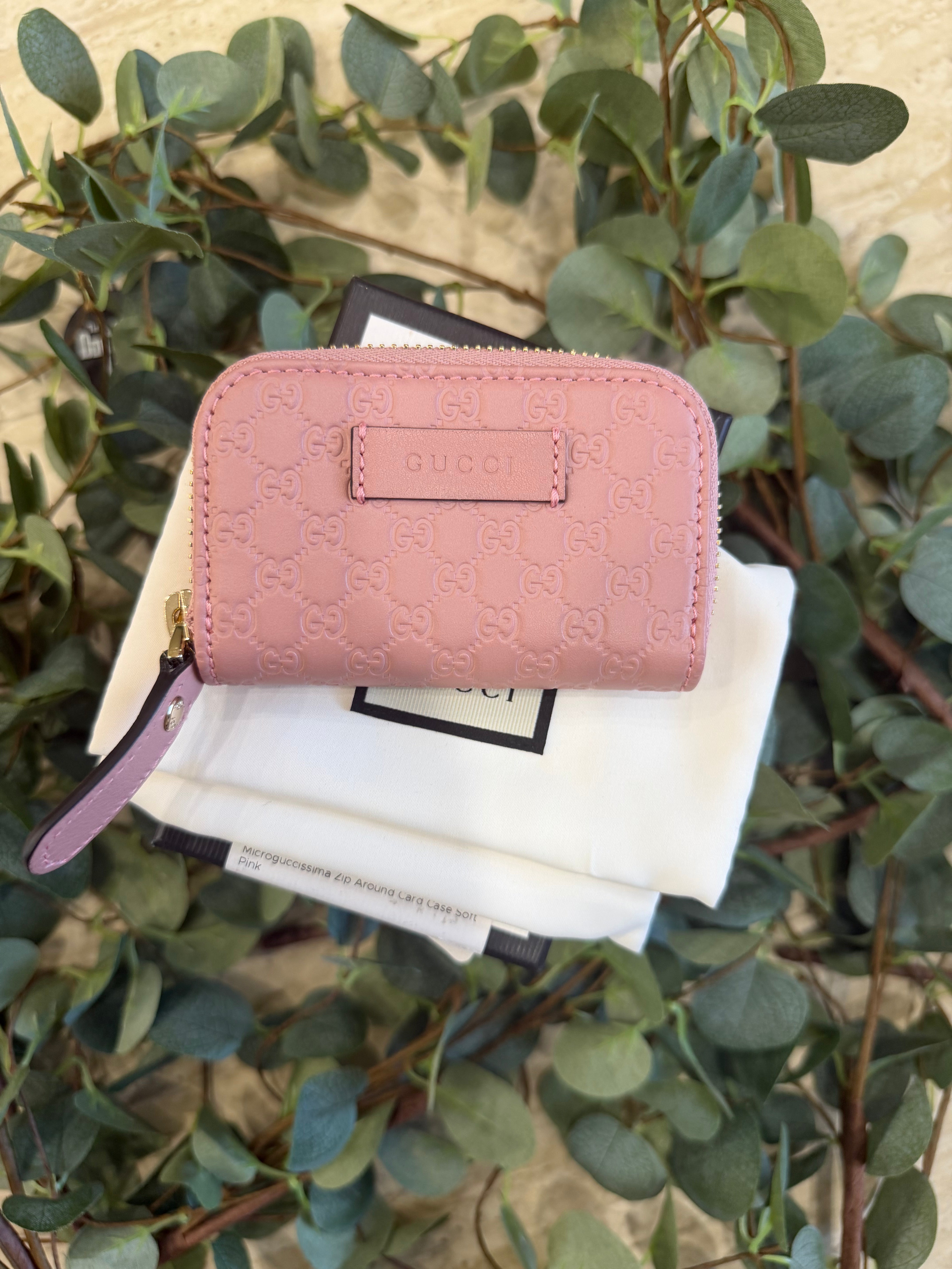 BRAND NEW- Gucci Pink Guccissima Leather Coin Zip Pouch