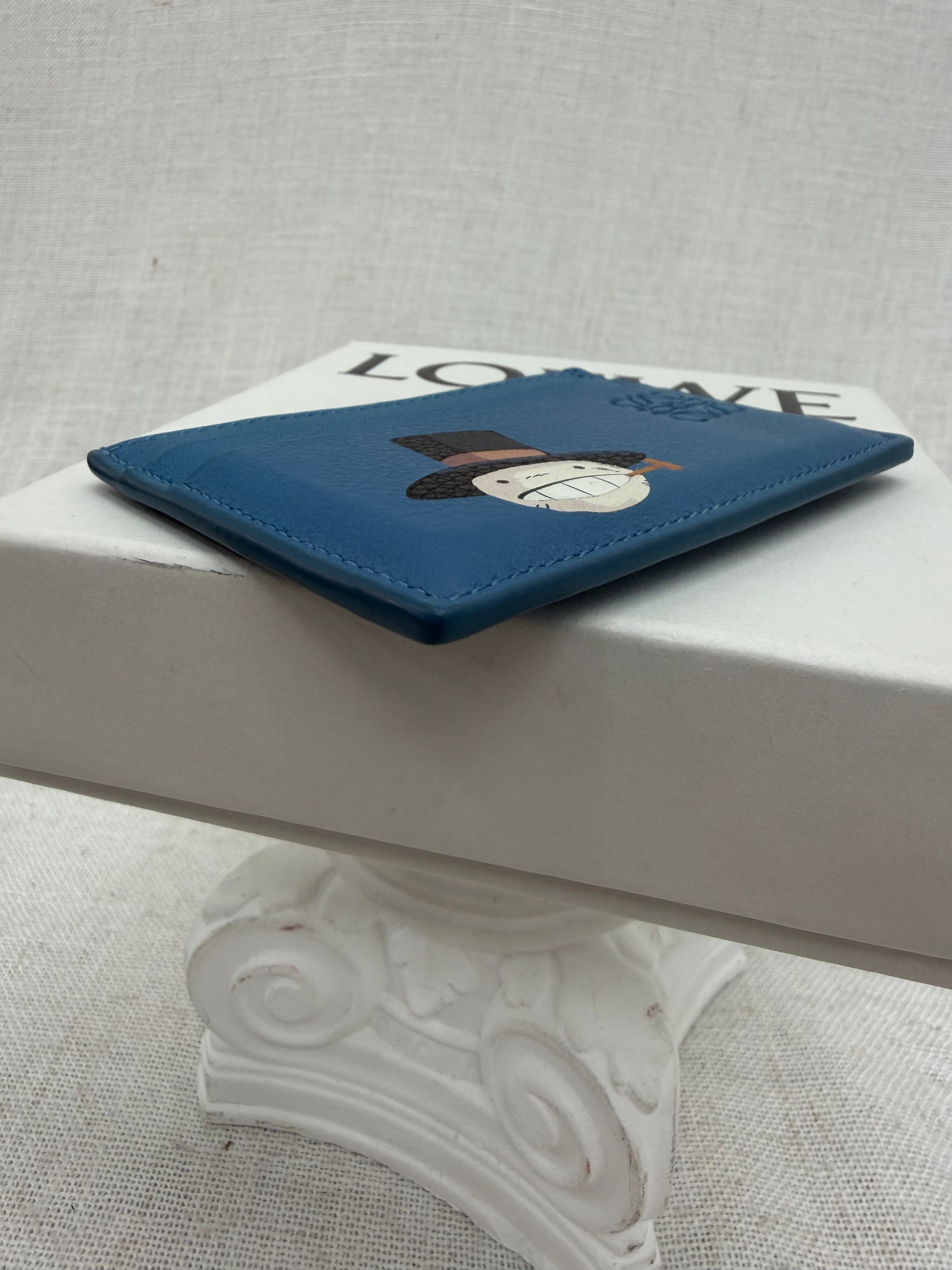 LIKE NEW- Loewe x Howl's  Moving Castle Turnip Head Blue Leather Card Holder