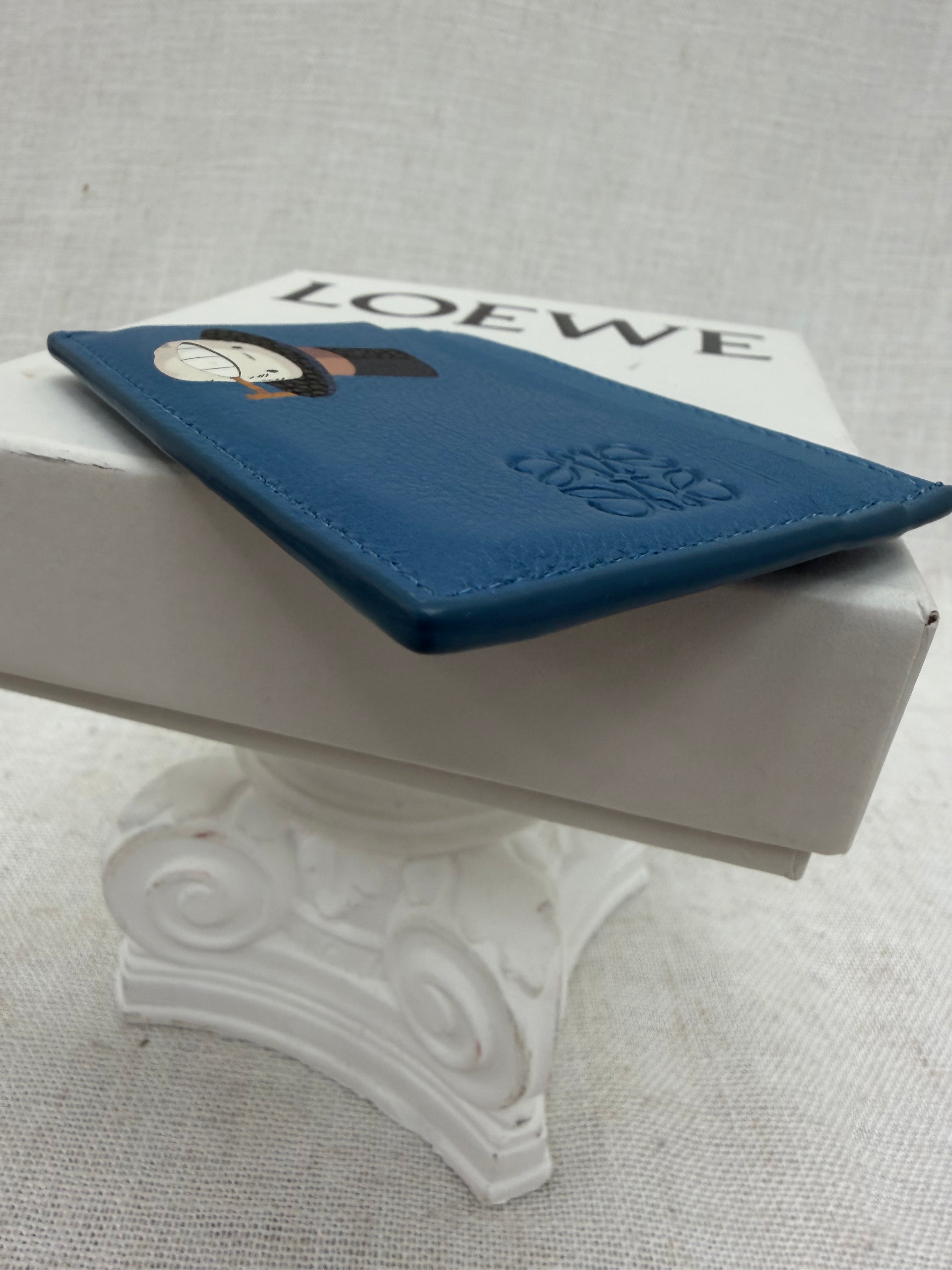 LIKE NEW- Loewe x Howl's  Moving Castle Turnip Head Blue Leather Card Holder