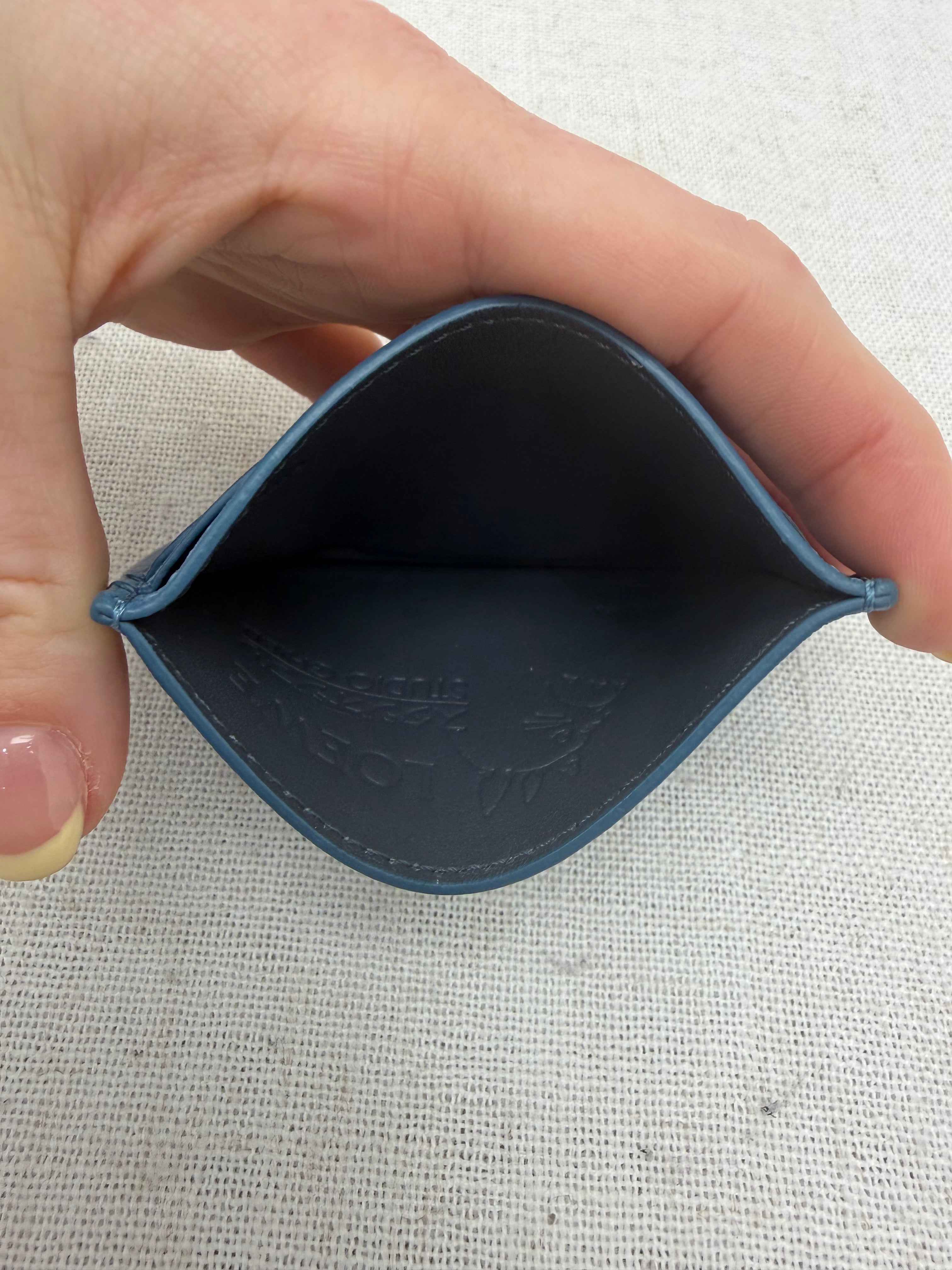 LIKE NEW- Loewe x Howl's  Moving Castle Turnip Head Blue Leather Card Holder