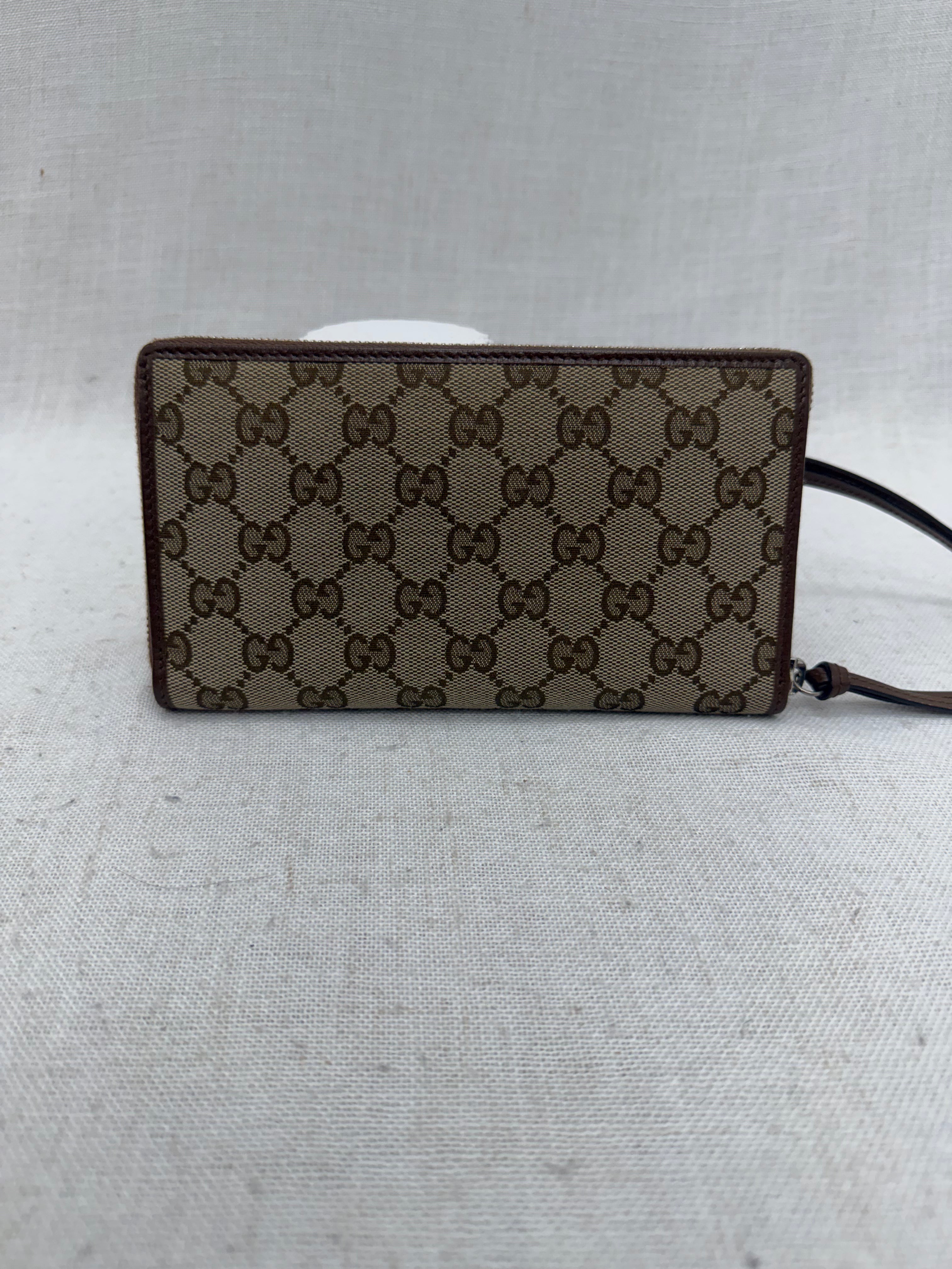LIKE NEW- Gucci x Balenciaga Brown GG Canvas & Leather Azalea Zippy Wallet