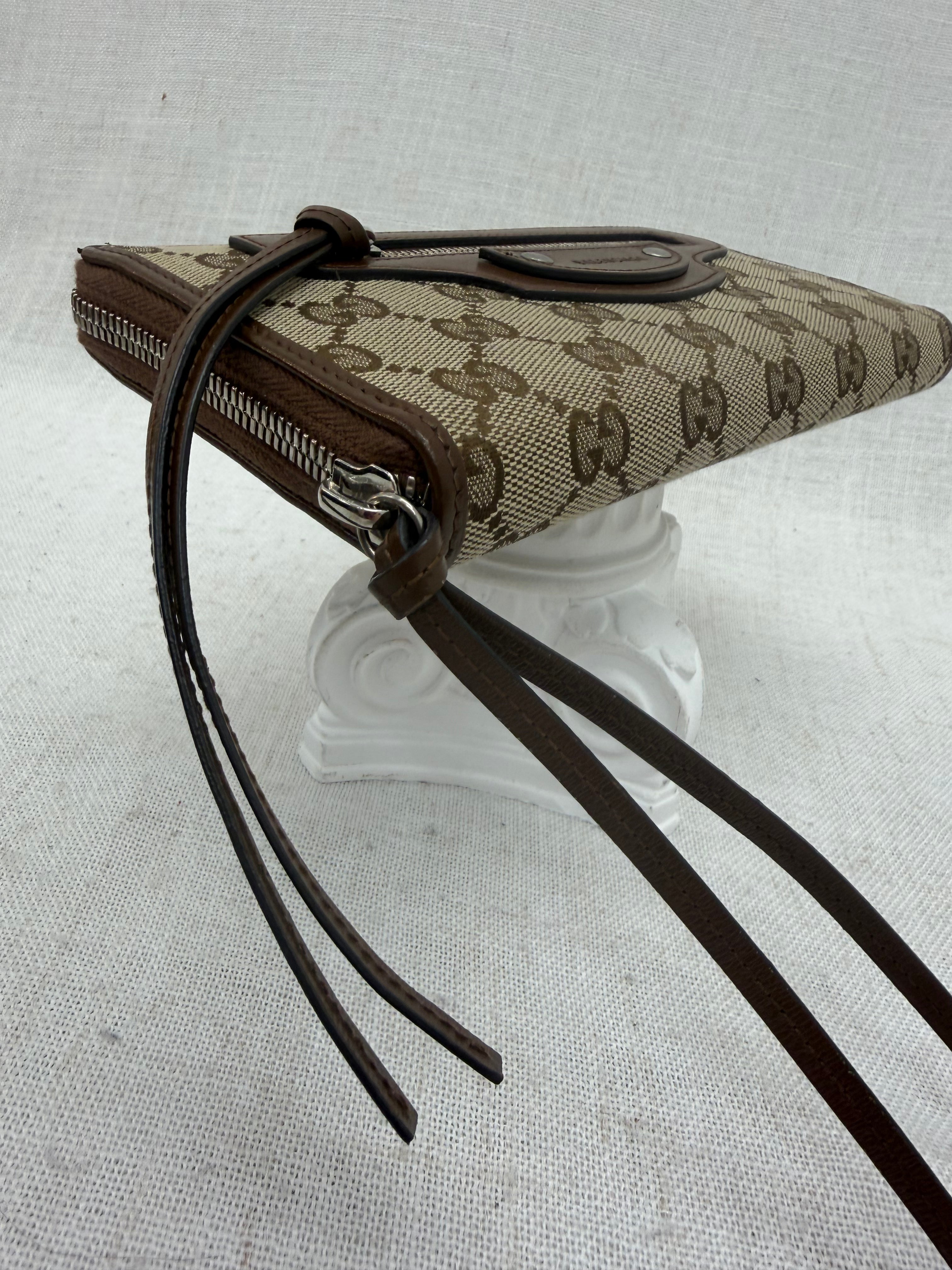 LIKE NEW- Gucci x Balenciaga Brown GG Canvas & Leather Azalea Zippy Wallet