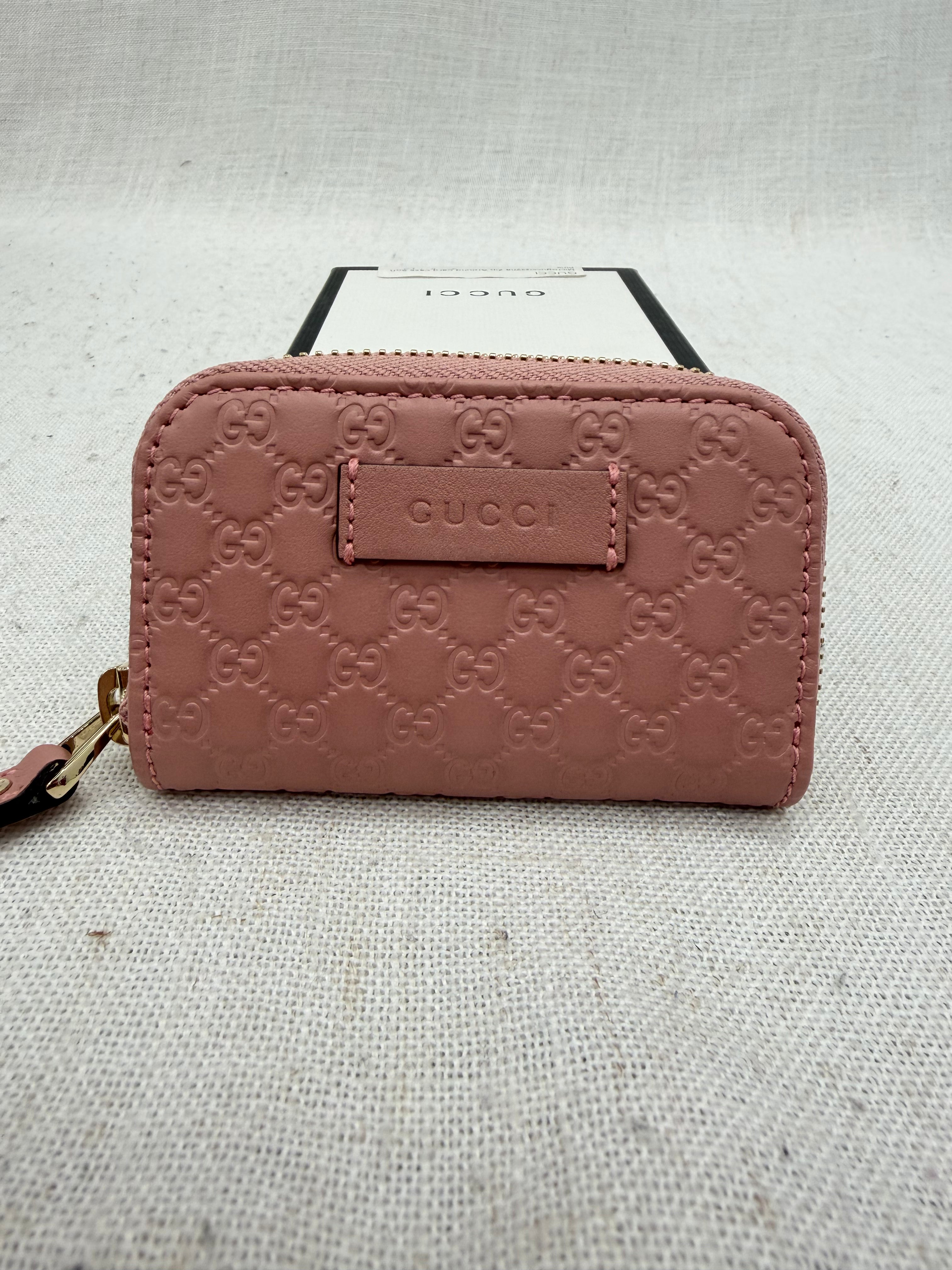BRAND NEW- Gucci Pink Guccissima Leather Coin Zip Pouch