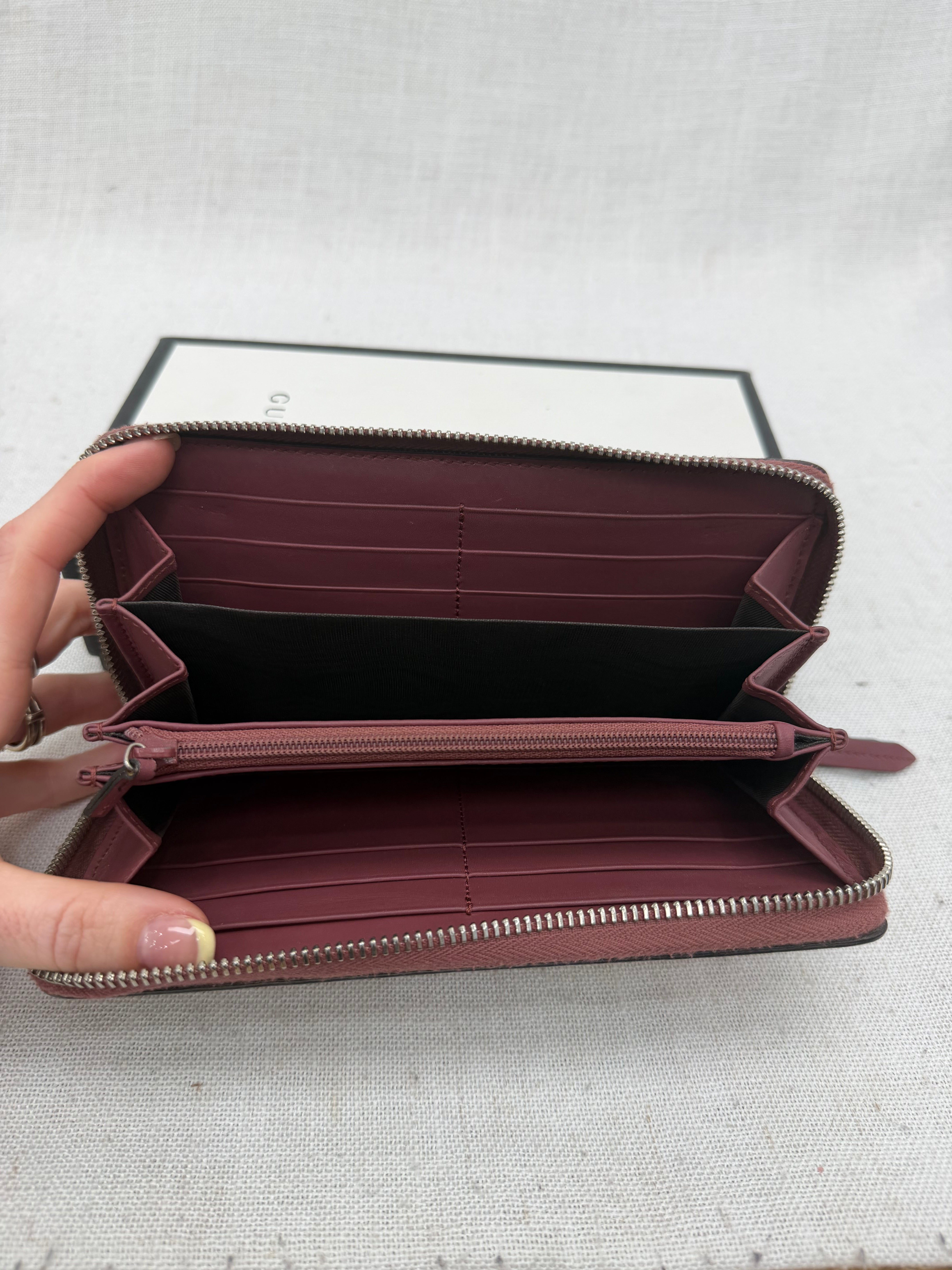 Gucci Pink Blooms Supreme Coated Canvas Zippy Wallet