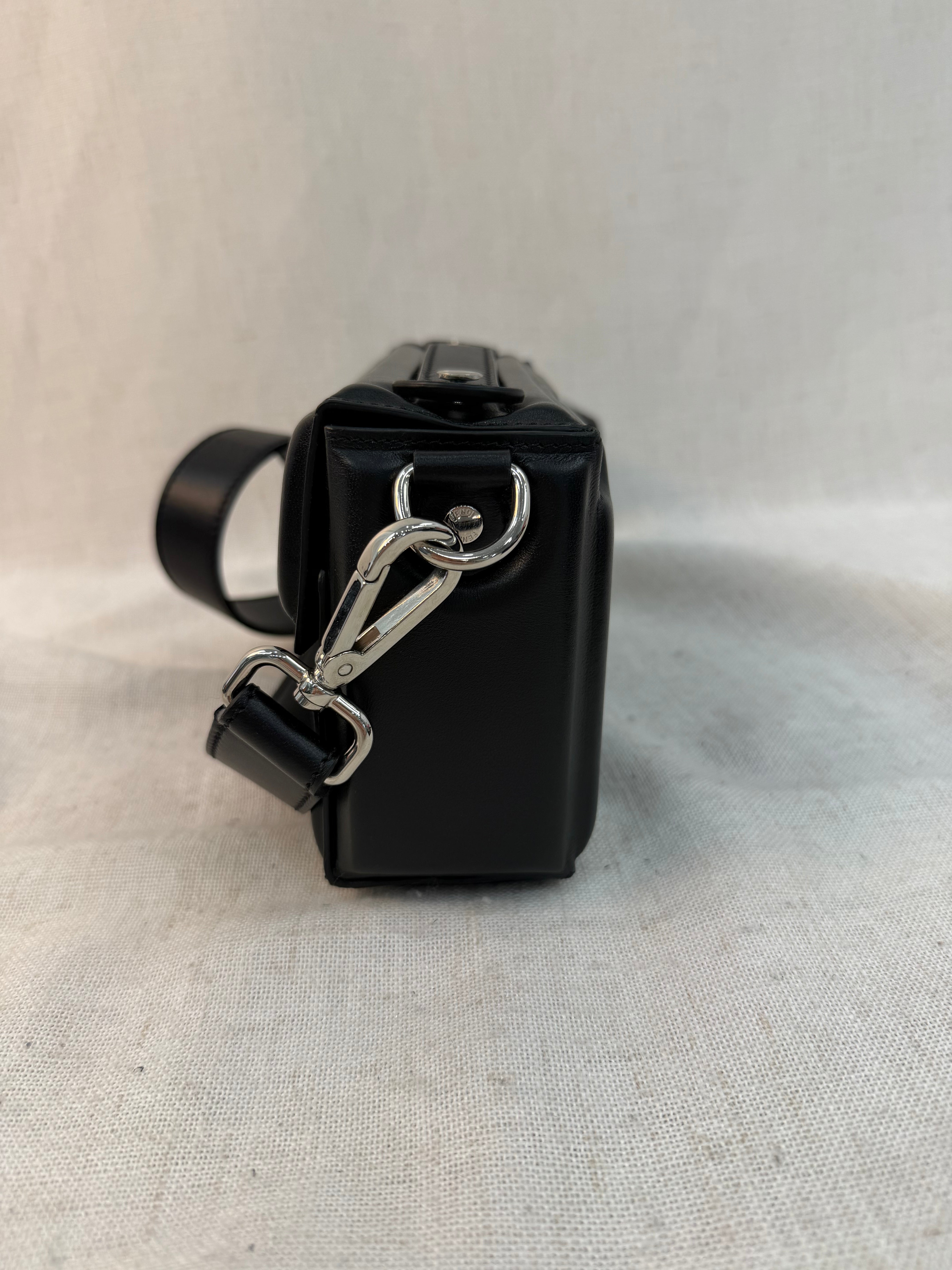 LIKE NEW - Fendi Black Leather Baguette Soft Trunk Crossbody Bag