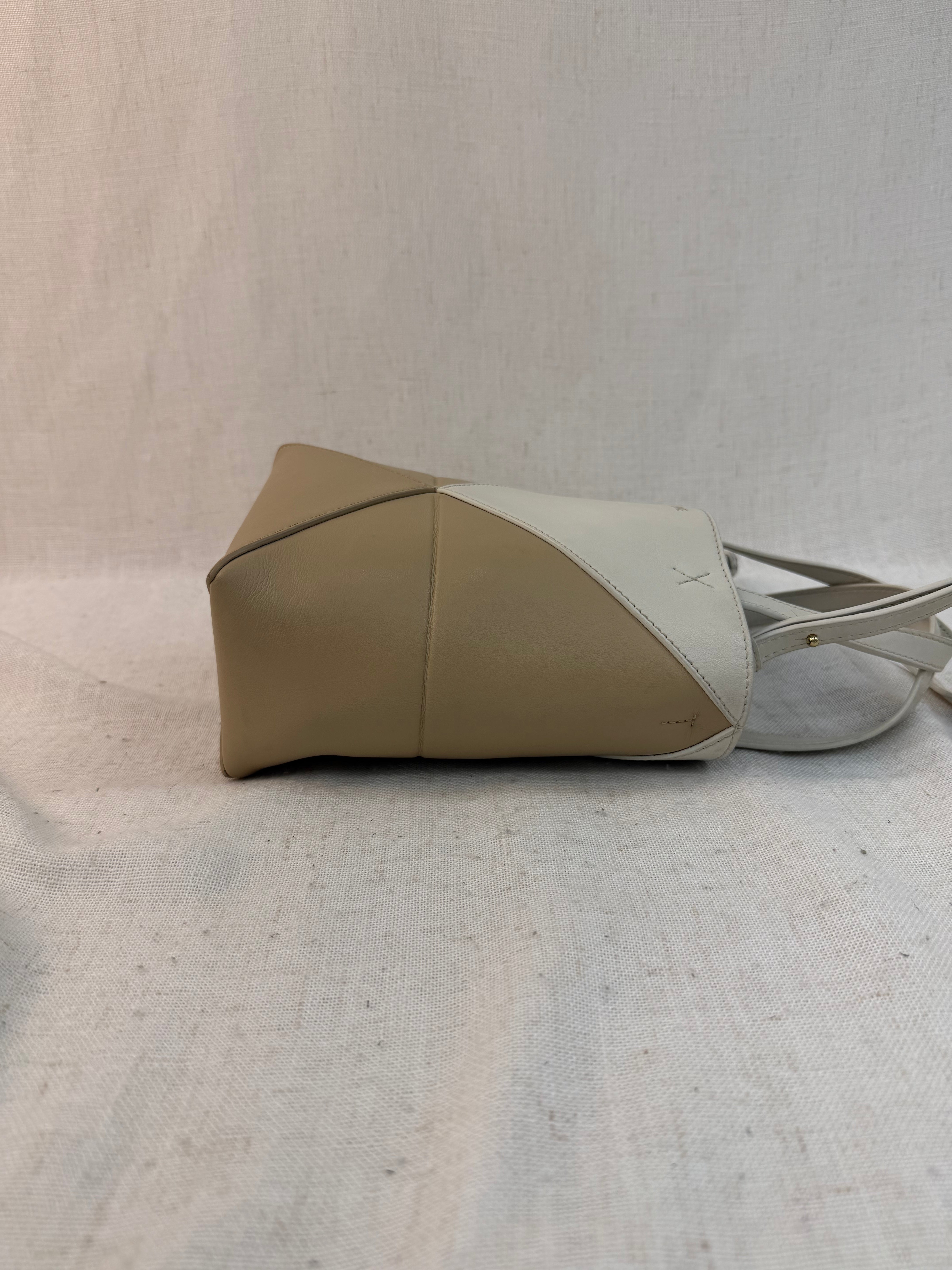 Loewe Tan Leather Mini Puzzle Fold Tote Bag