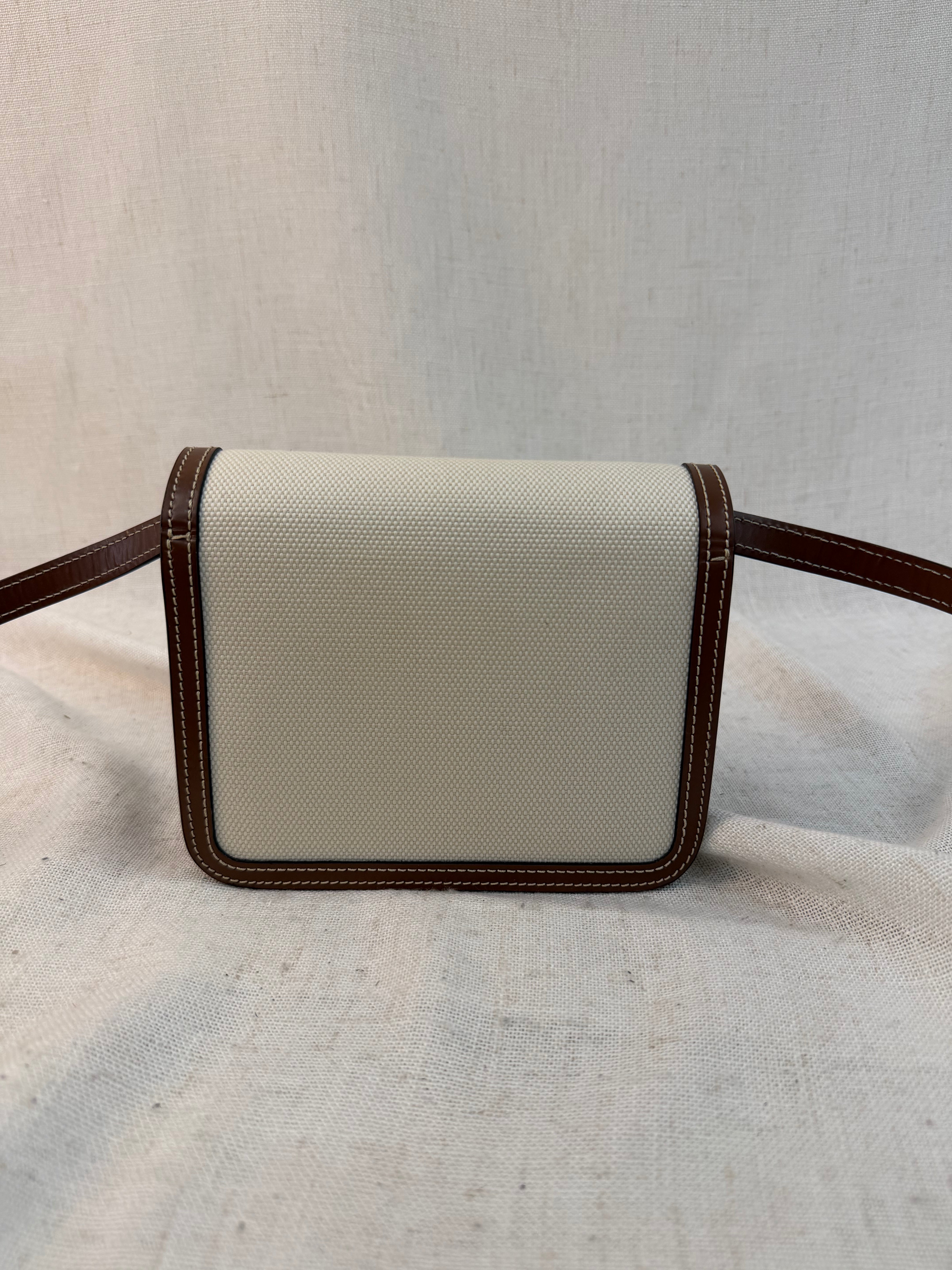 LIKE NEW- Burberry Natural Canvas & Leather Small TB Crossbody