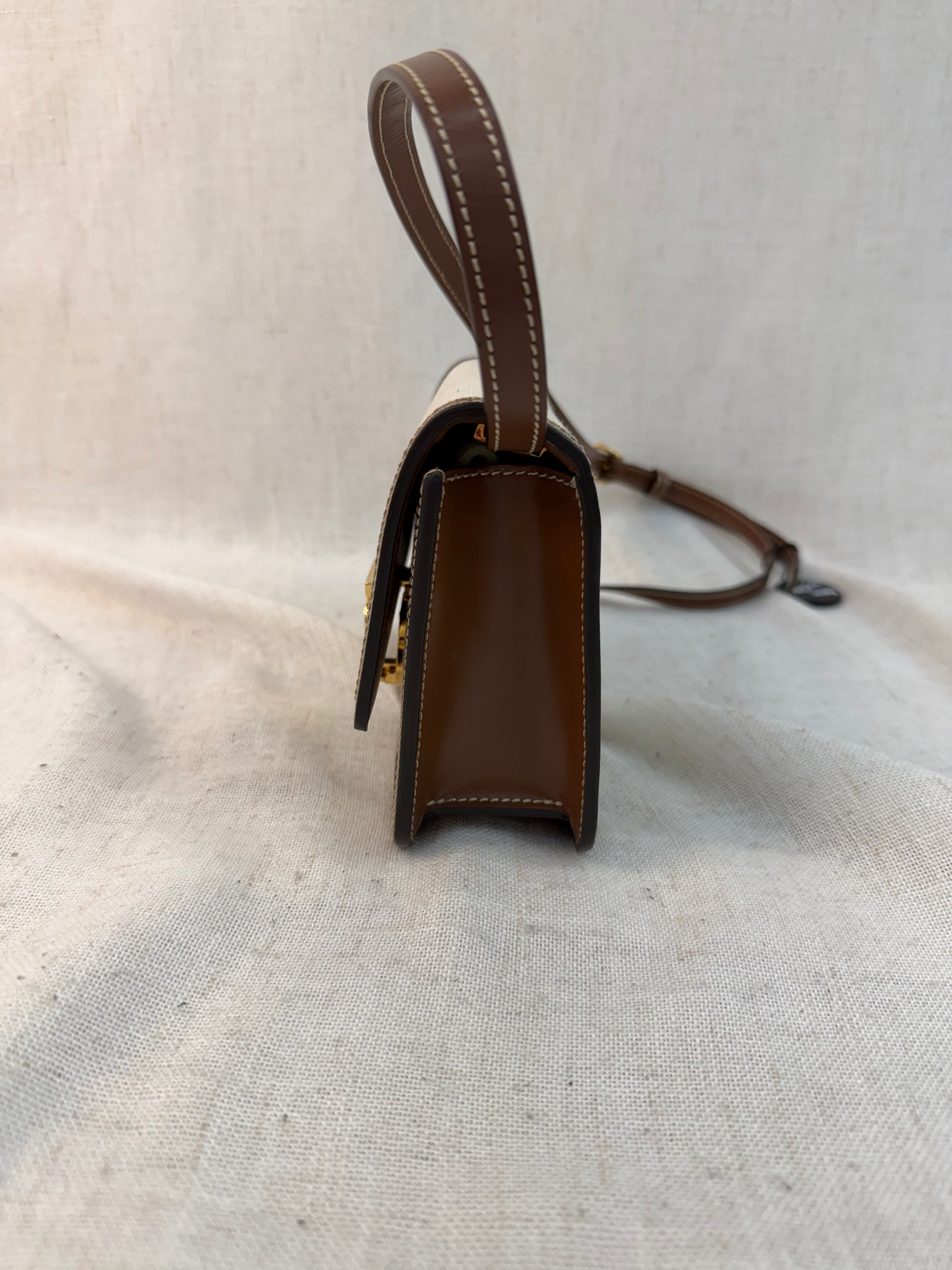 LIKE NEW- Burberry Natural Canvas & Leather Small TB Crossbody