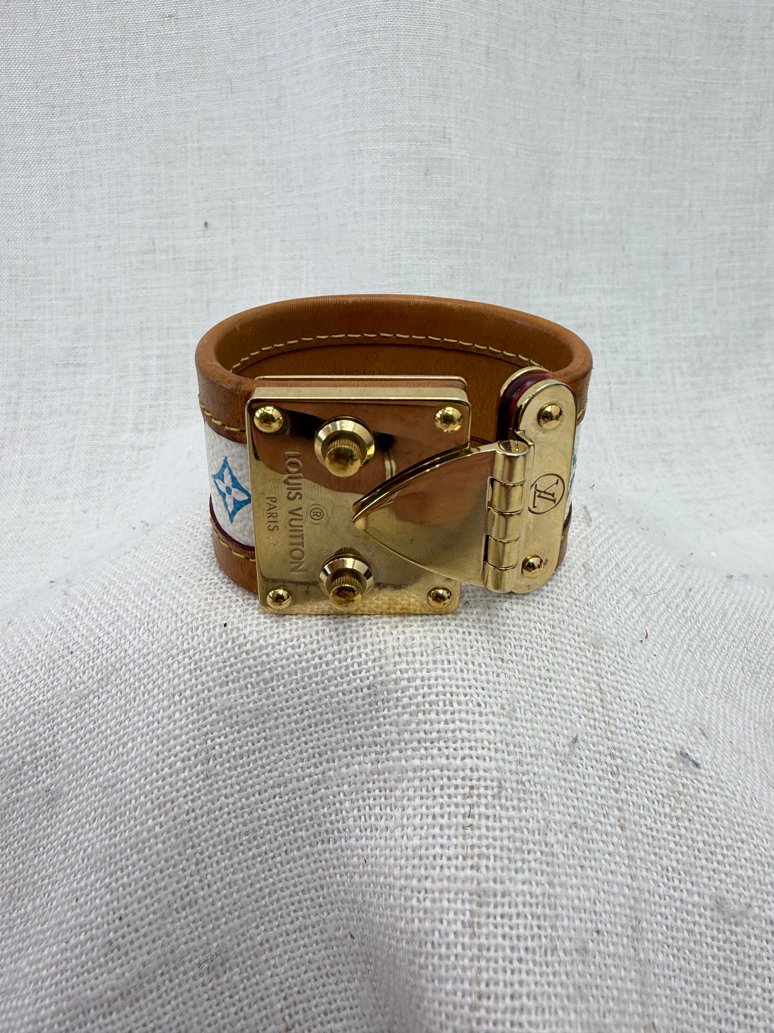 Louis Vuitton White Multicolor Monogram S Lock Bracelet