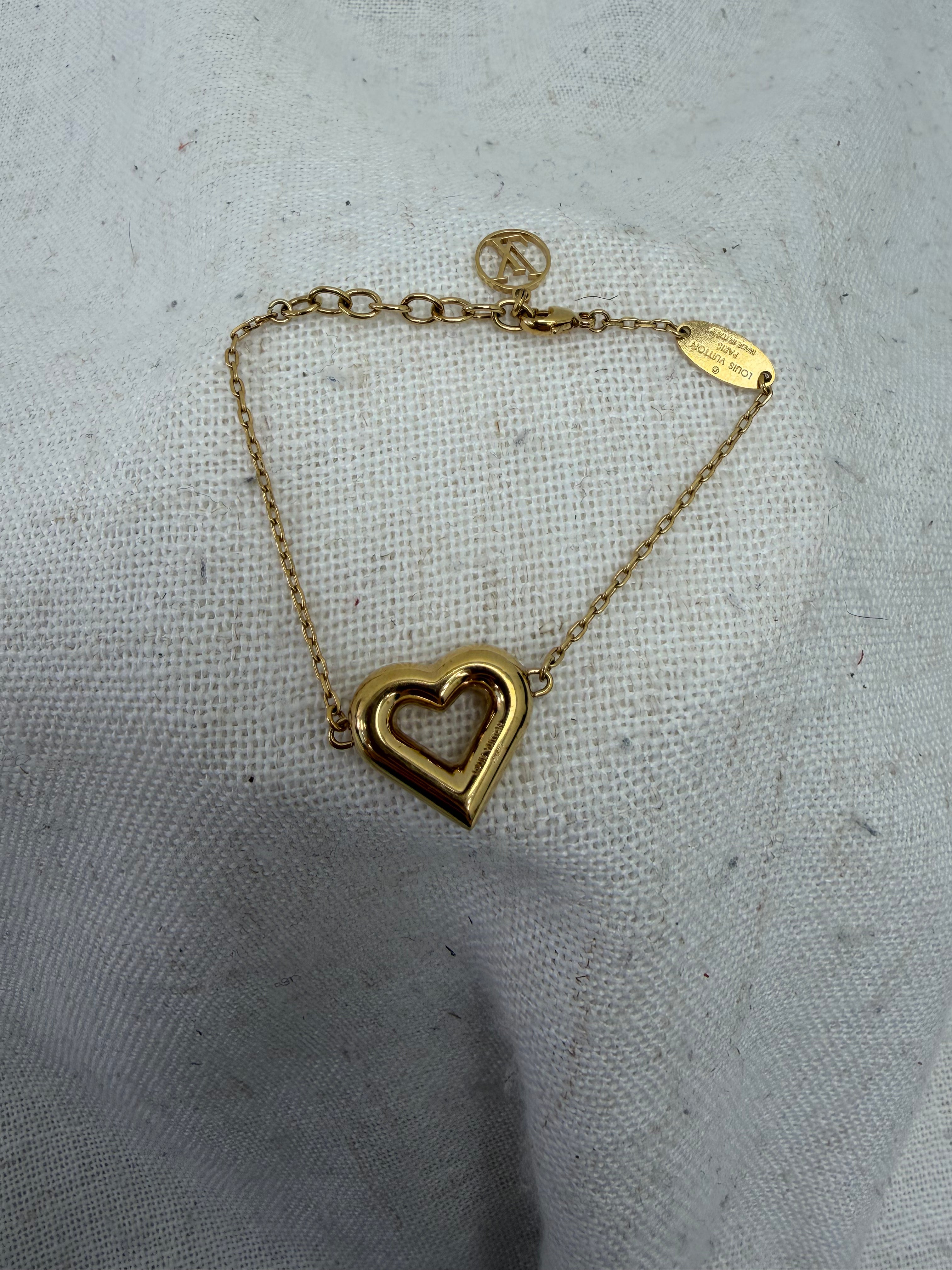 Louis Vuitton Gold Tone LV & Me Heart Bracelet