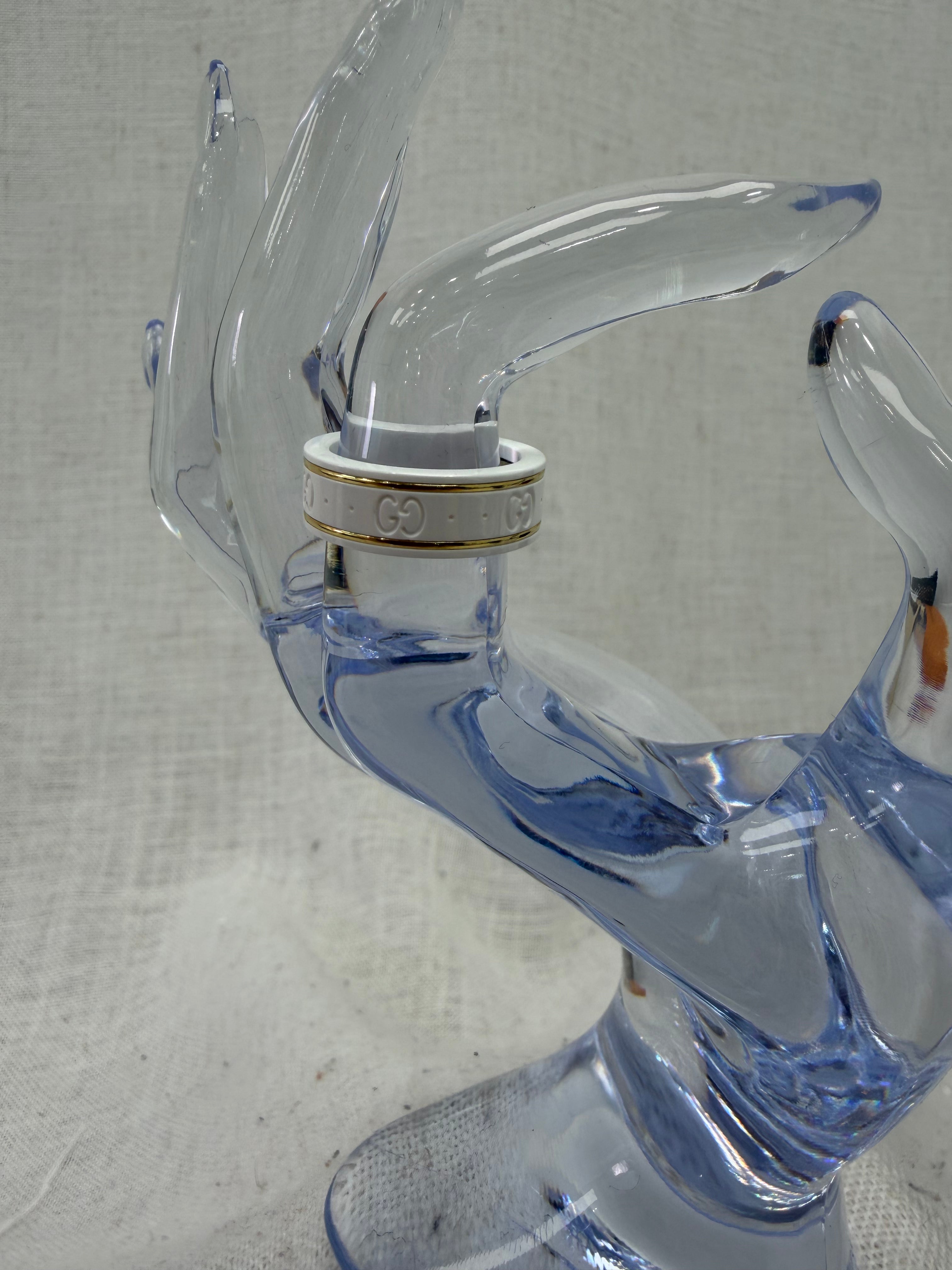 Gucci White Ceramic & Gold Icon Ring Size 6