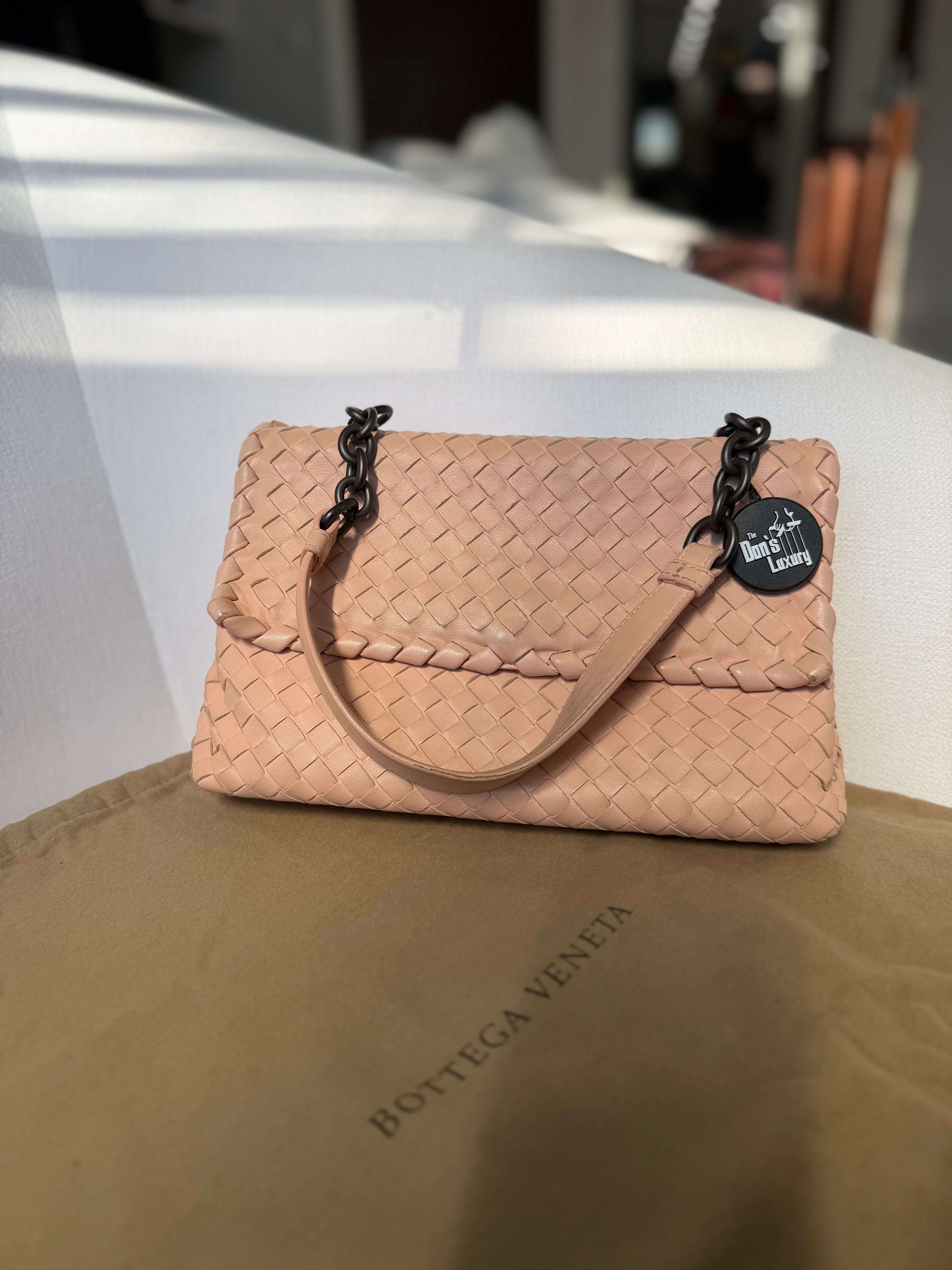 Bottega Veneta Peach Intracciato Nappa Leather Olimpia Shoulder Bag