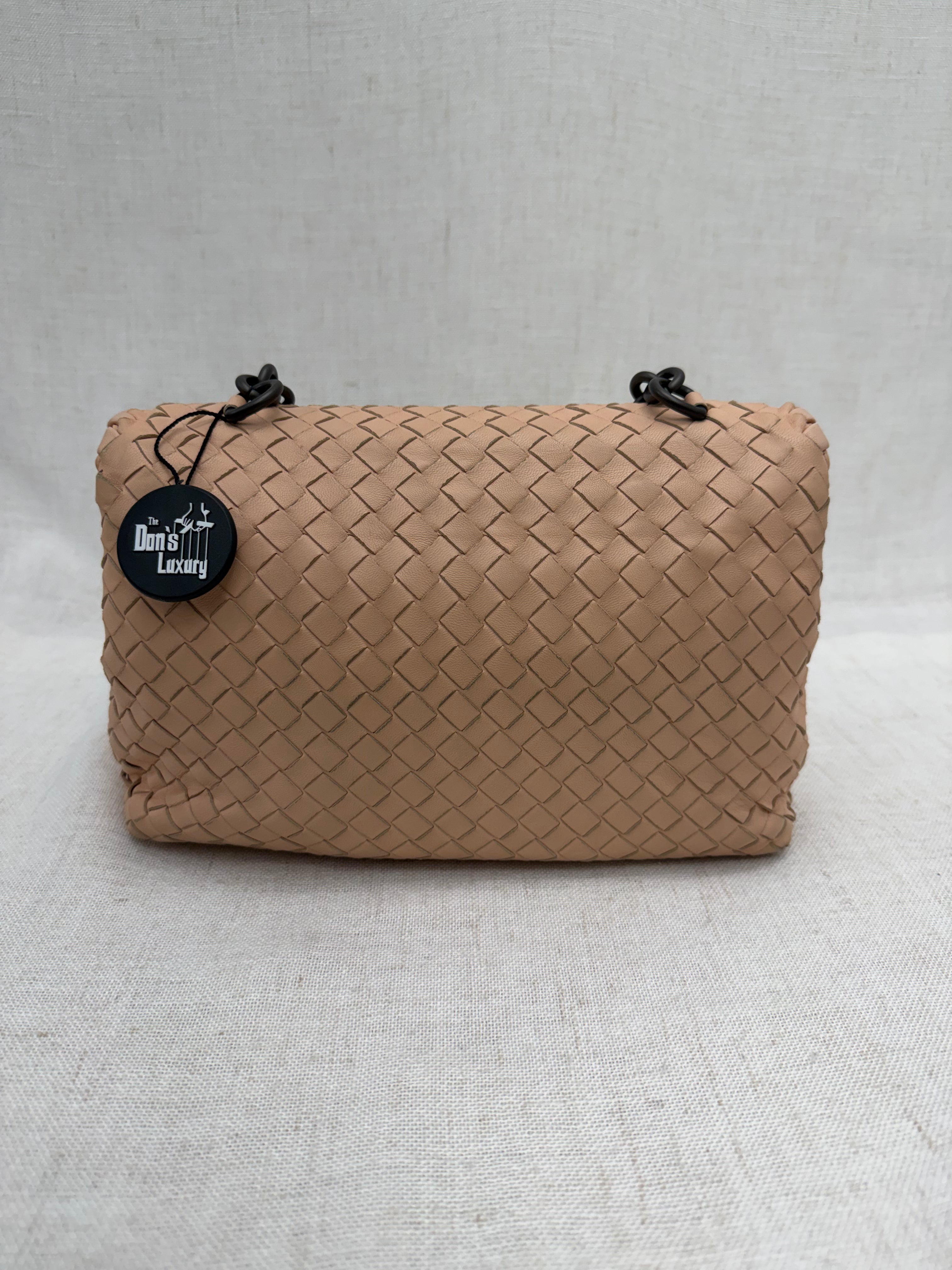 Bottega Veneta Peach Intracciato Nappa Leather Olimpia Shoulder Bag