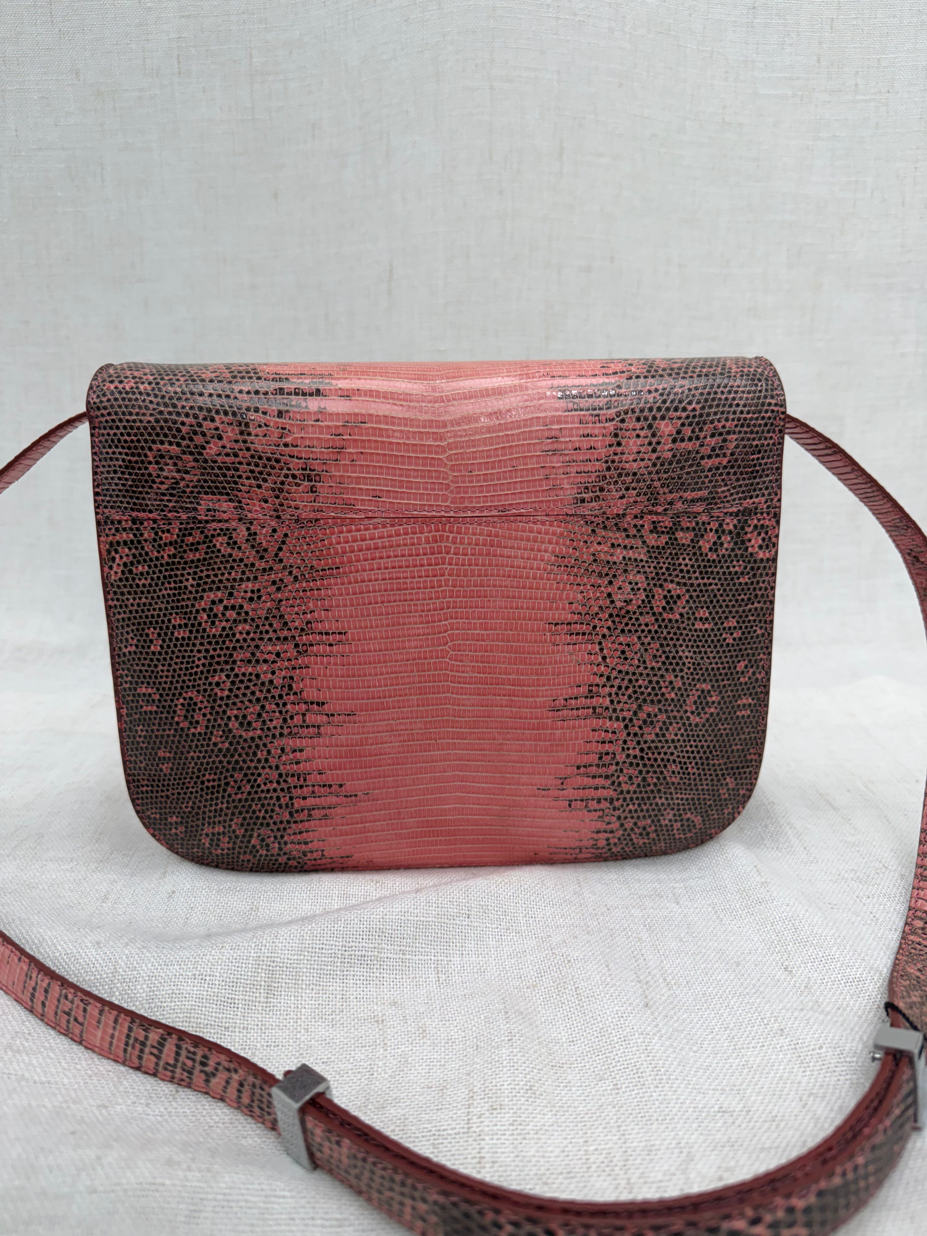 LIKE NEW- Celine Pink & Black Lizard Classic Medium Box Bag