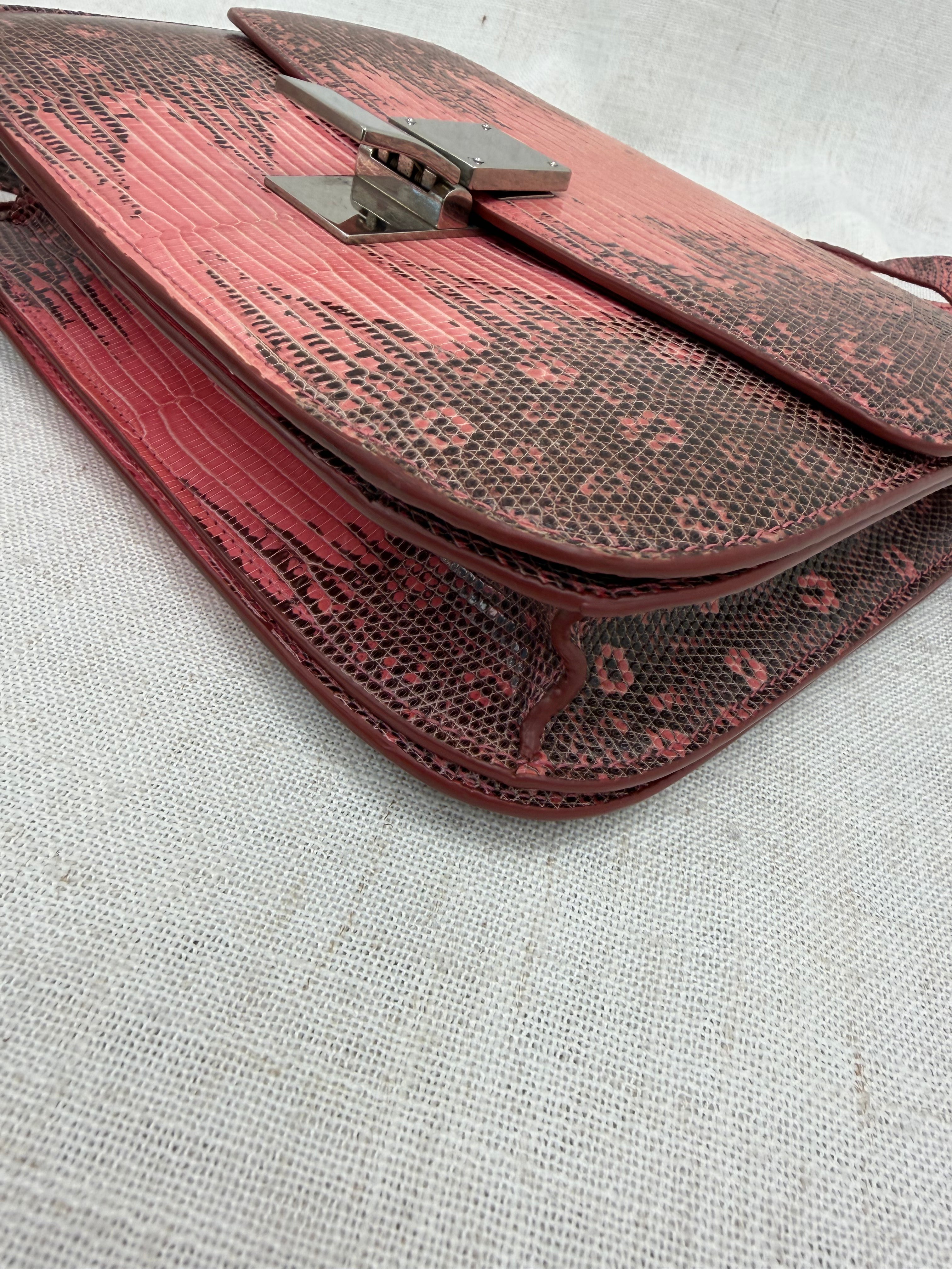 LIKE NEW- Celine Pink & Black Lizard Classic Medium Box Bag