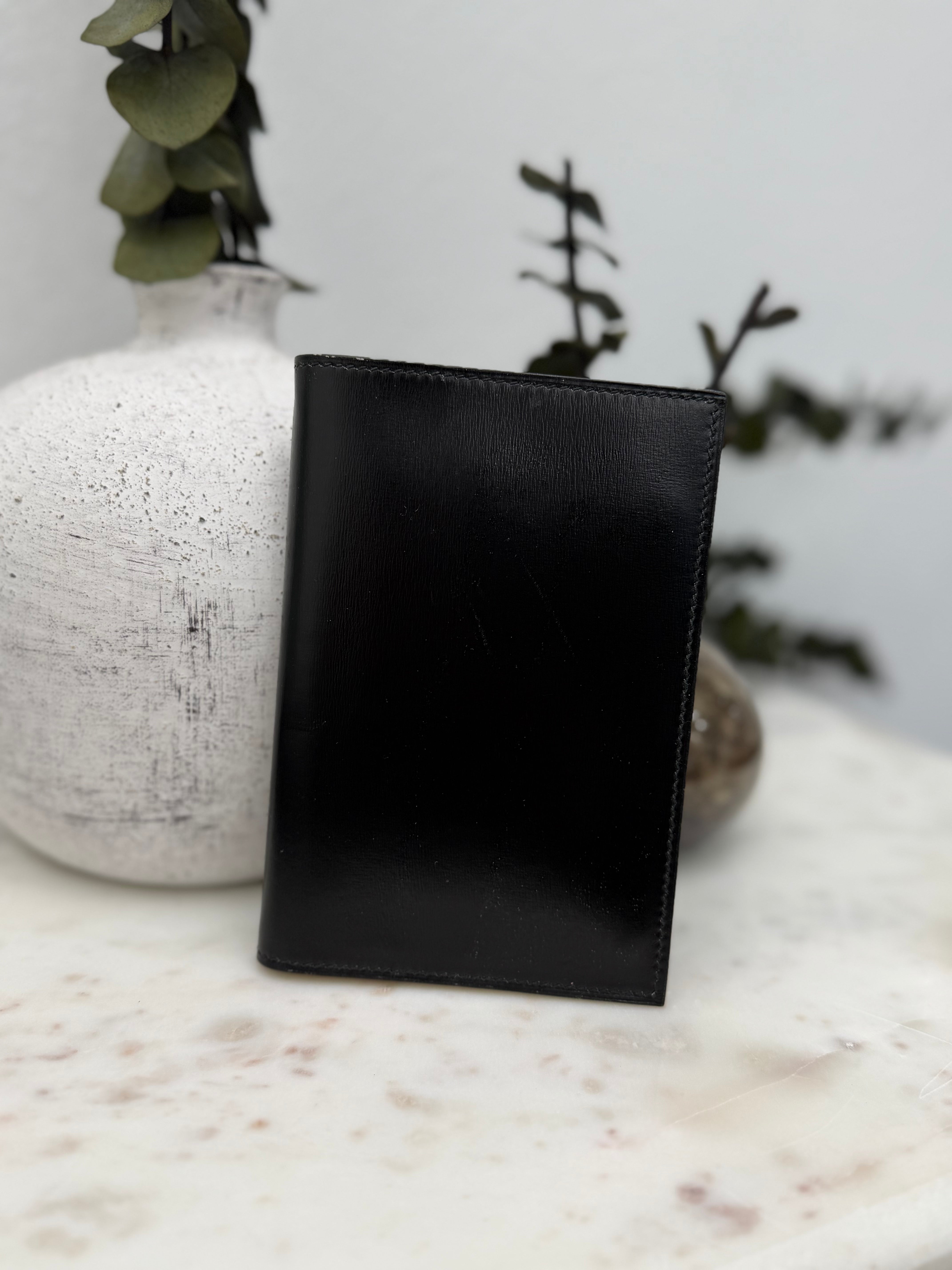 Hermes Black Box Calf Leather Passport Agenda Cover