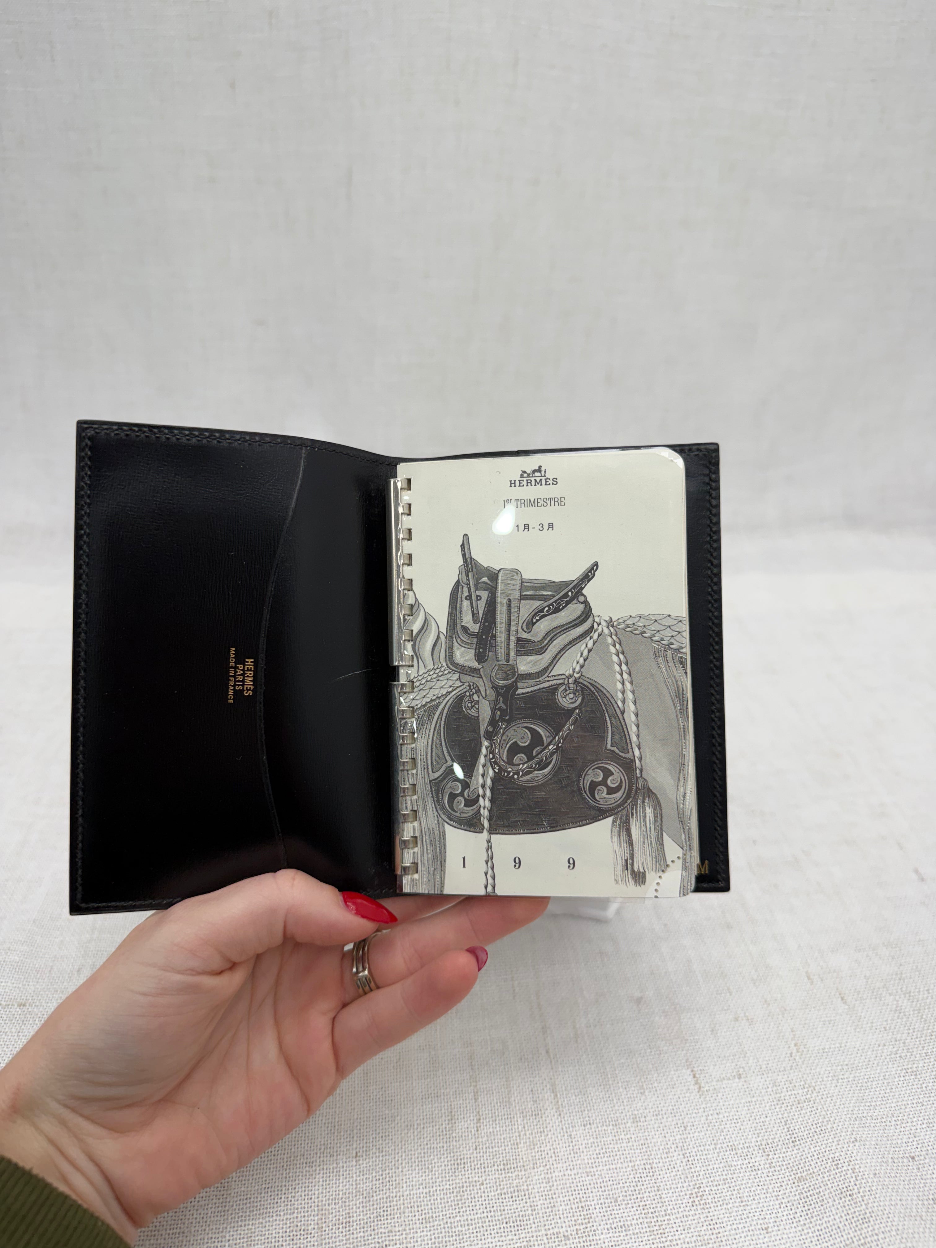 Hermes Black Box Calf Leather Passport Agenda Cover