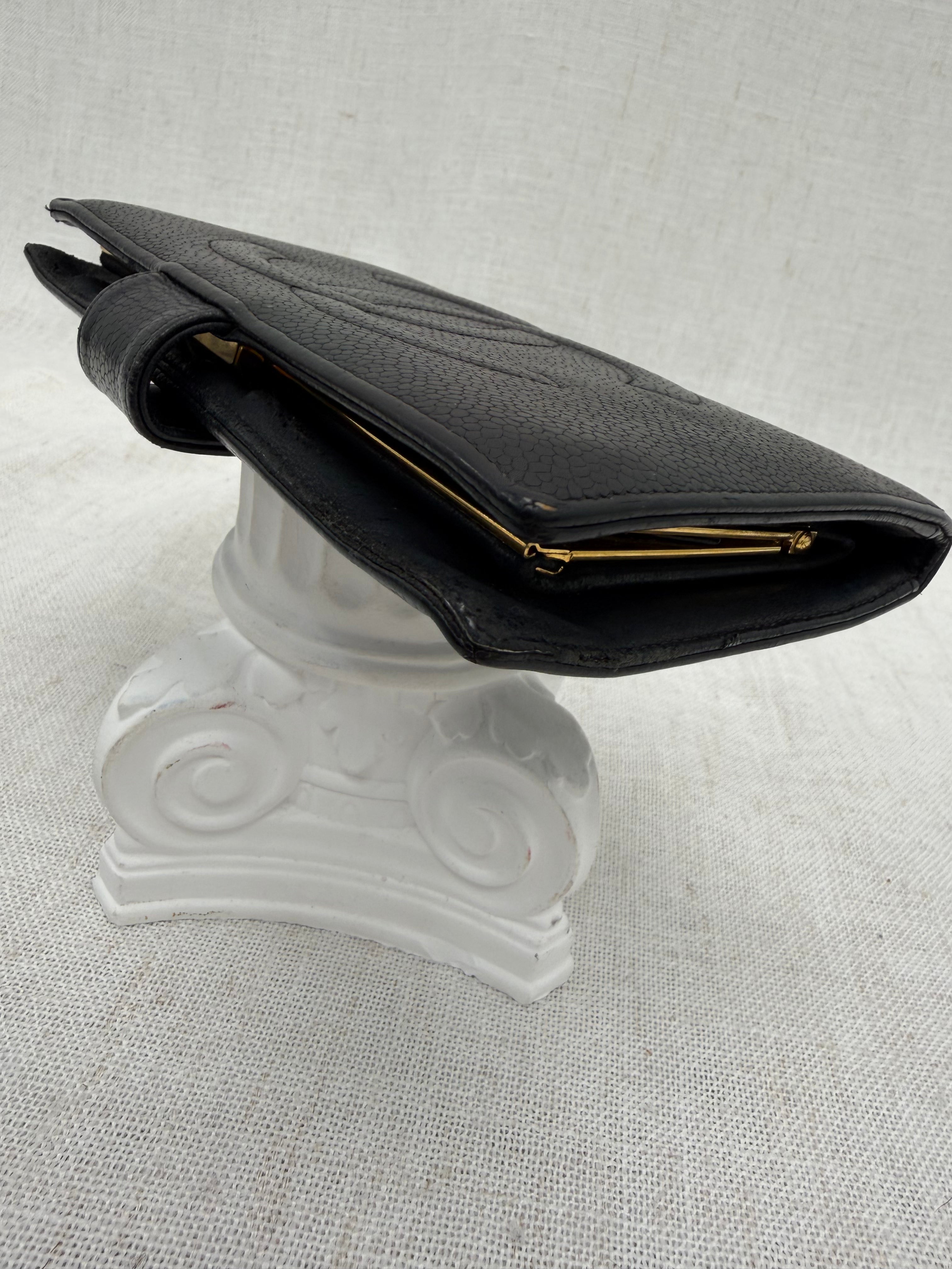 Chanel Black Caviar Leather Long Kisslock Wallet